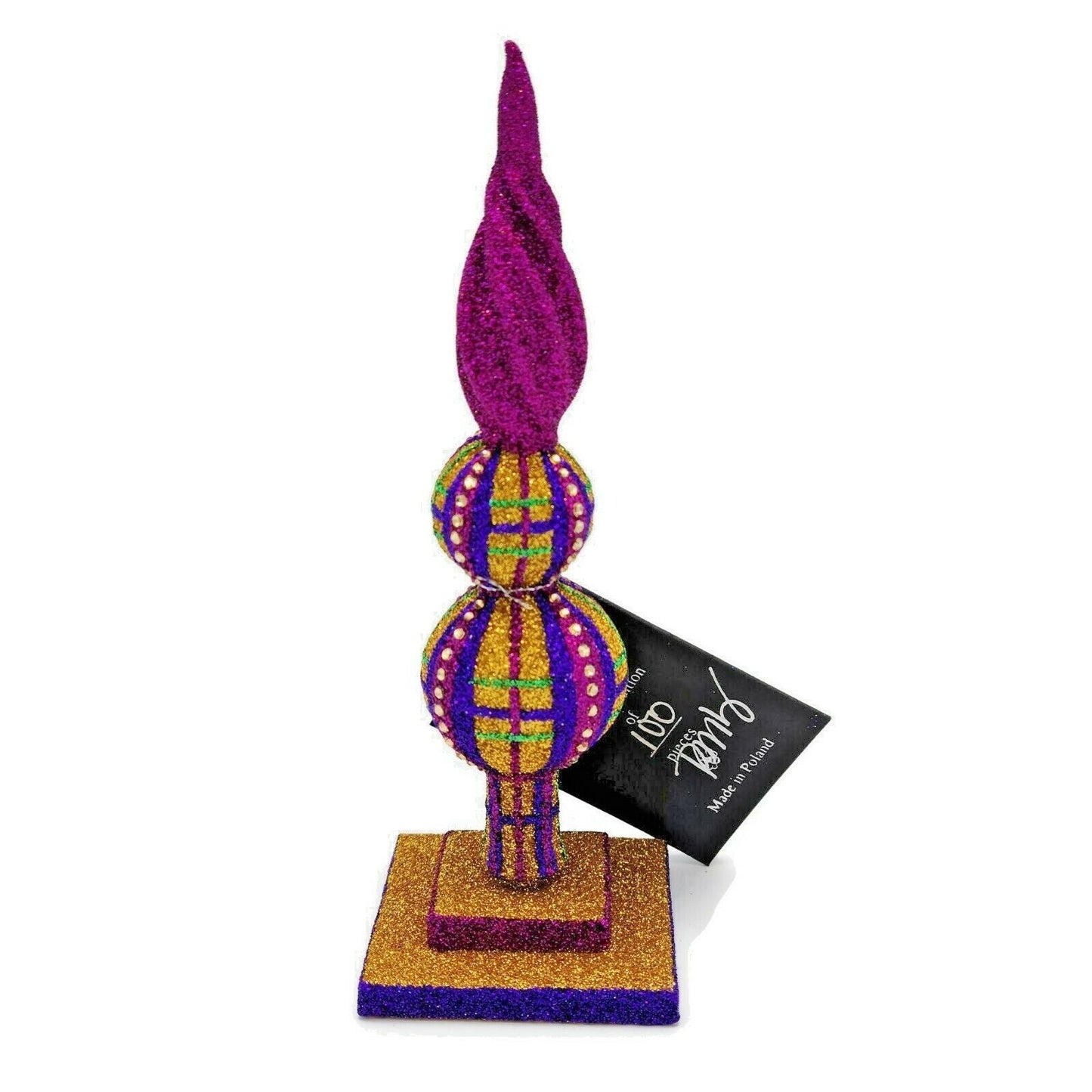Patricia Breen Ultra Mini Finial Plaid Purple Gold Gumps Christmas Ornament
