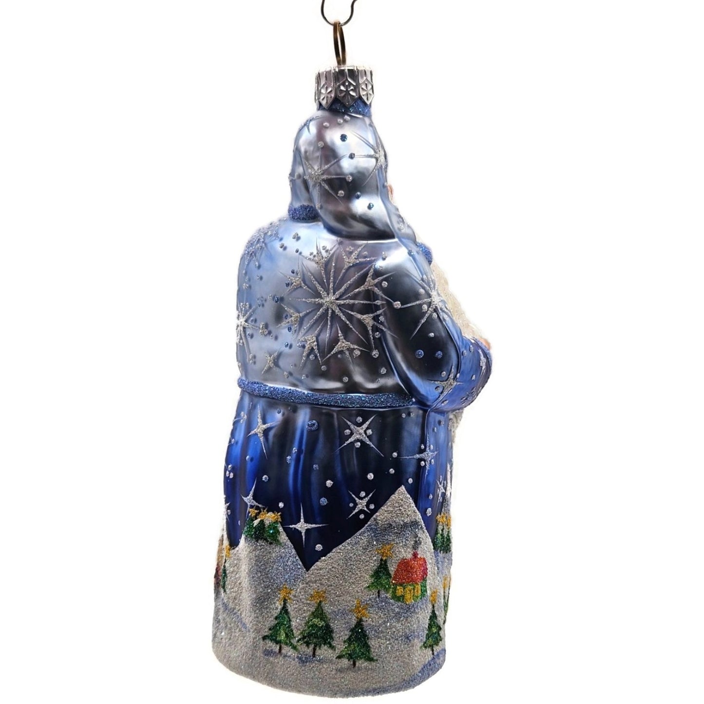 Patricia Breen Light a Single Candle Blue Santa Village Christmas Tree Ornament