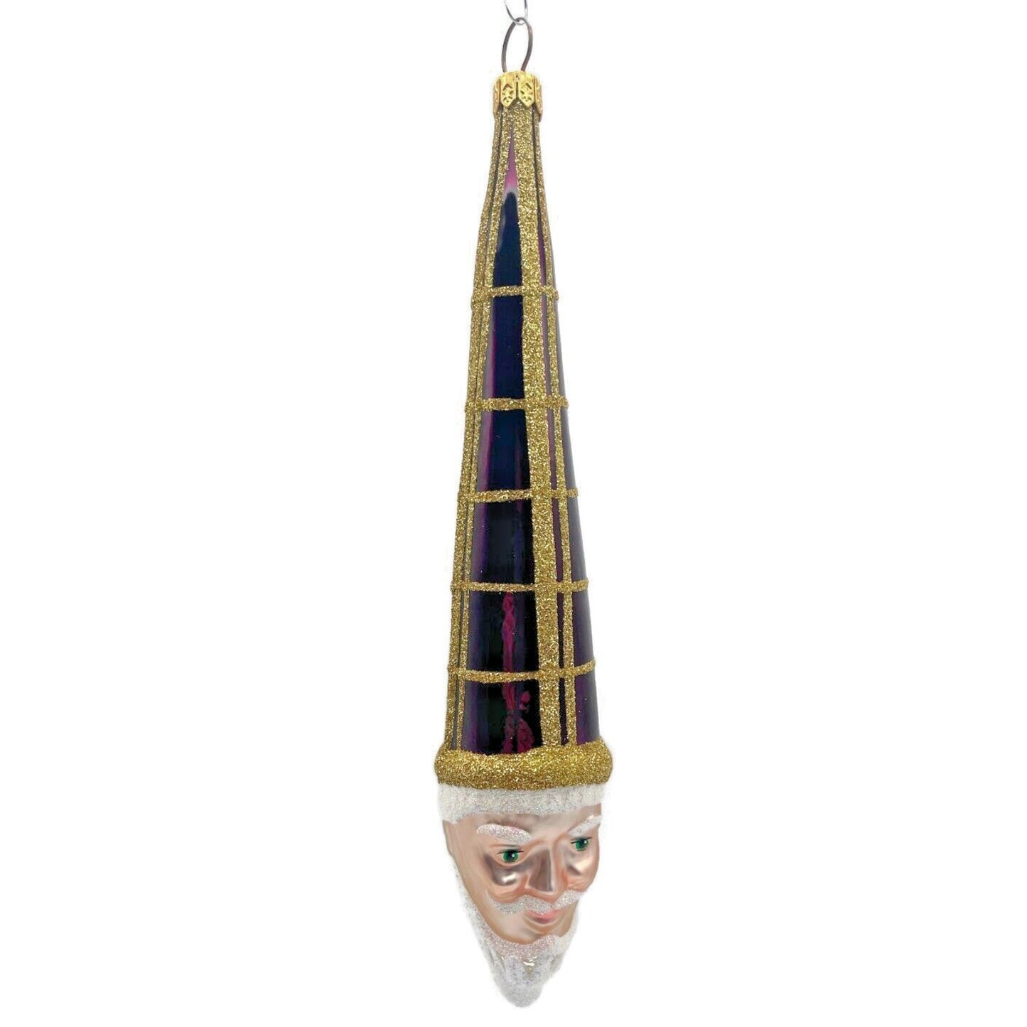 Patricia Breen Winter Wizard Bordeaux Plaid Santa Head Christmas Ornament Decor