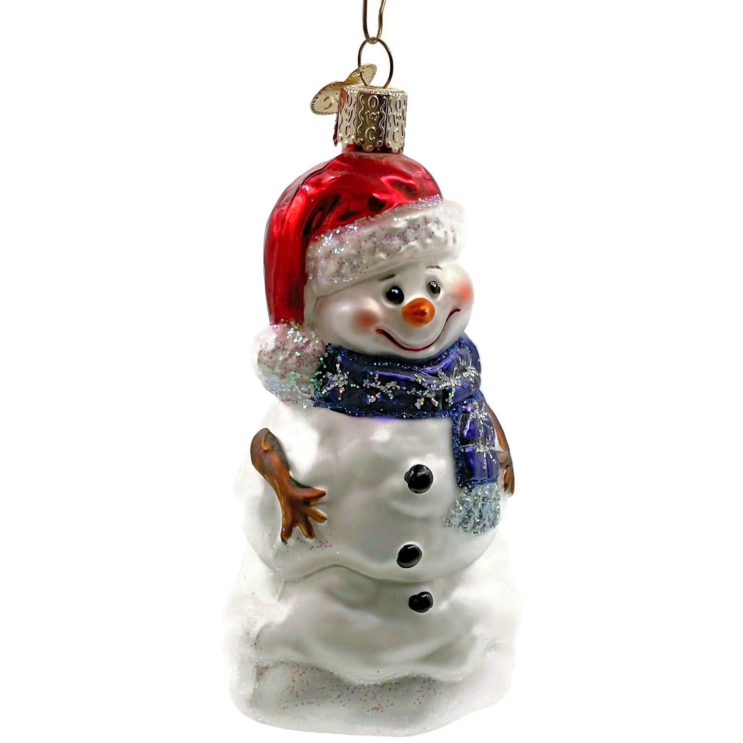 Happy Snowman Red Hat Blue Scarf Winter Old World Christmas Tree Ornament OWC