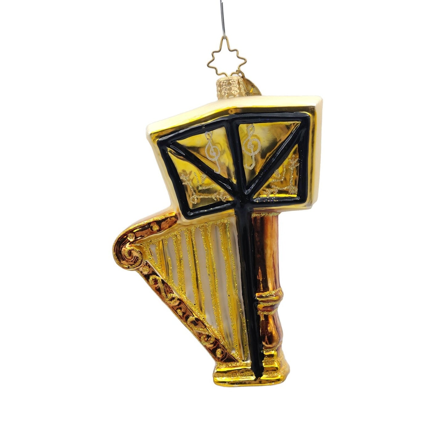 Christopher Radko Sounding Joy Harp Blown Glass Christmas Holiday Tree Ornament