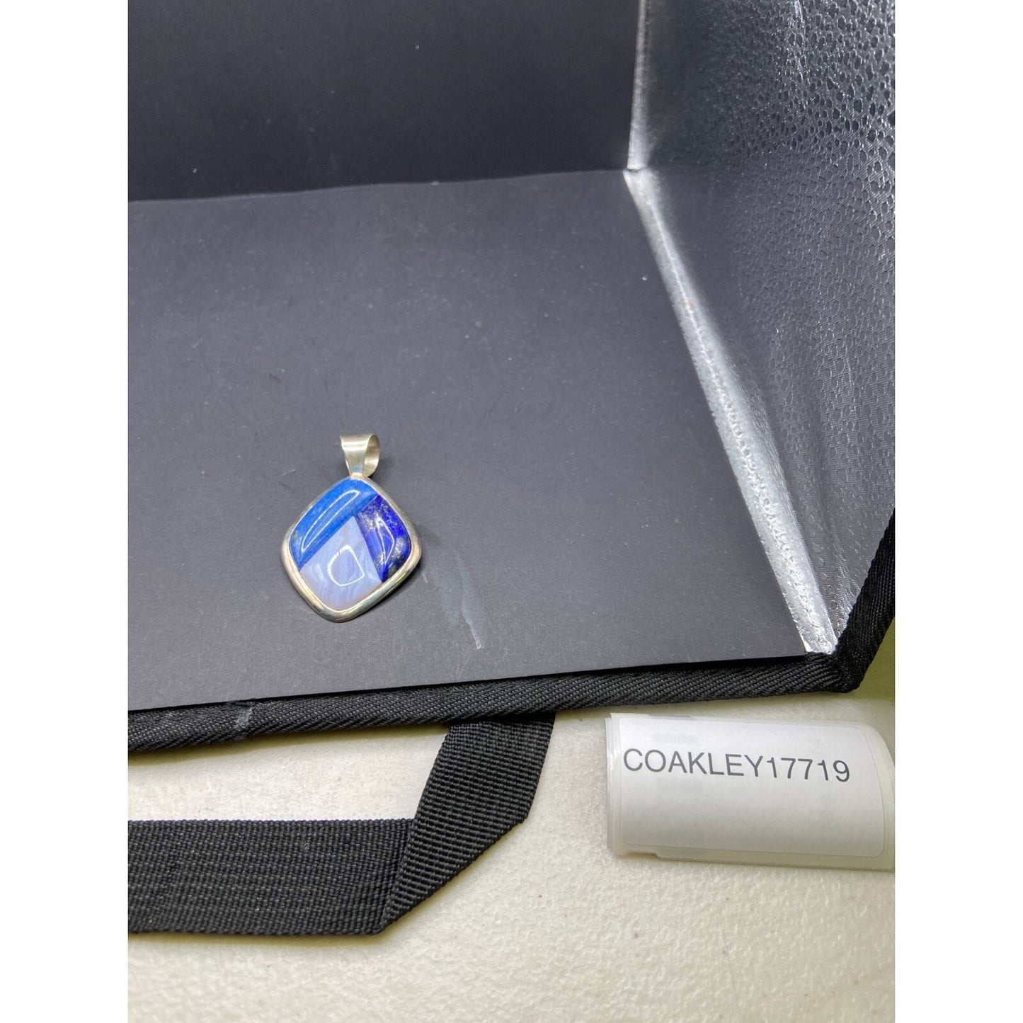 Lapis Lazuli Blue Lace Agate Charm Pendant Mix Gemstones Silver Tone Metal