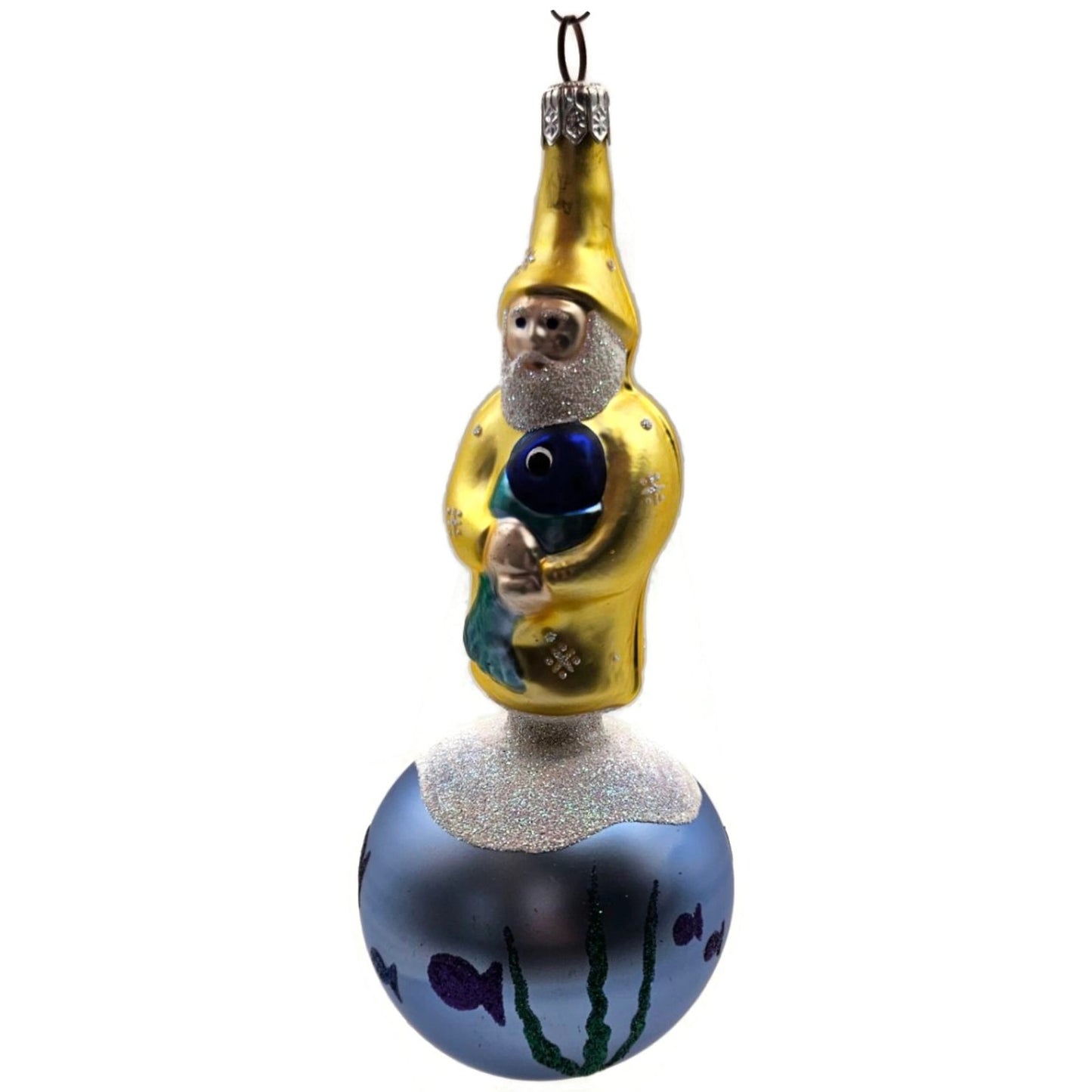 Patricia Breen Marinista Santa Matte Ball Fish Seaweed Nautical Decor Ornament