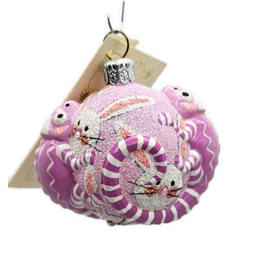 Patricia Breen James Twice Bunnies Chameleon Pink Easter Christmas Tree Ornament