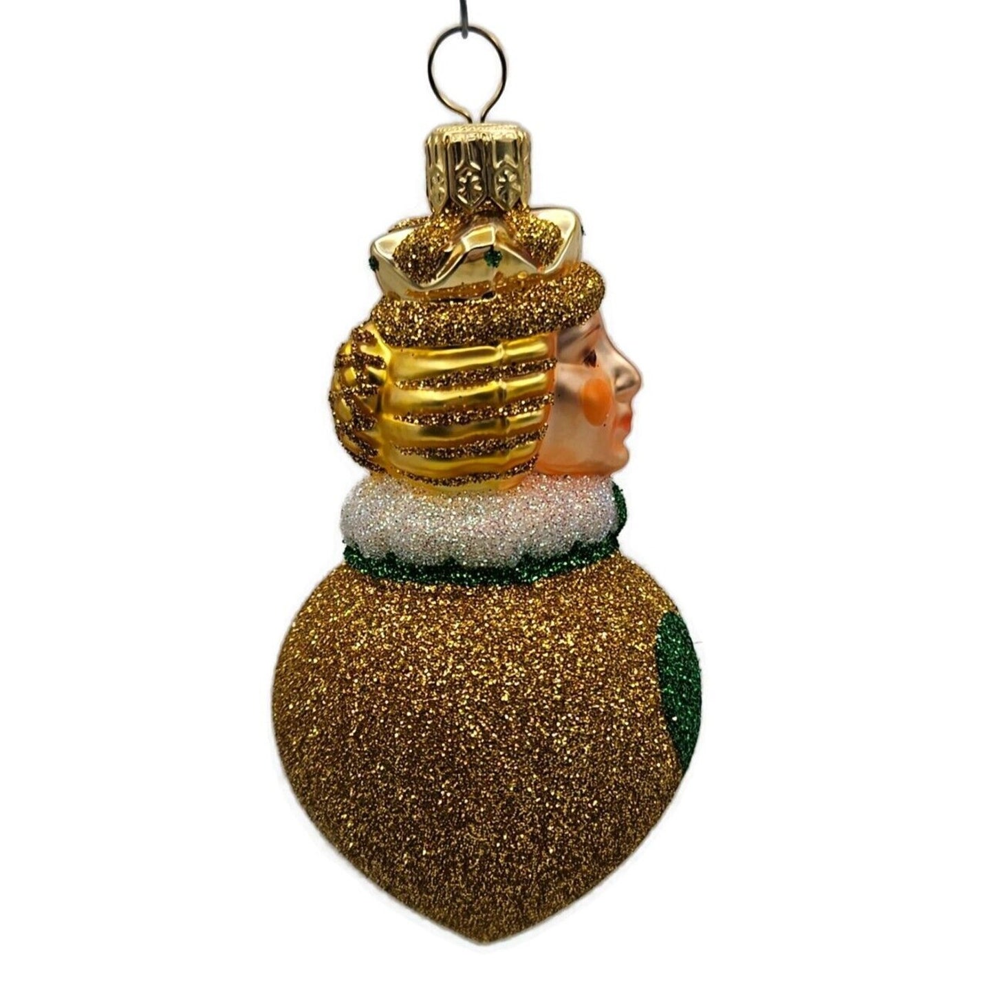Patricia Breen Miniature Queen of Hearts Green Gold Glittered Christmas Ornament