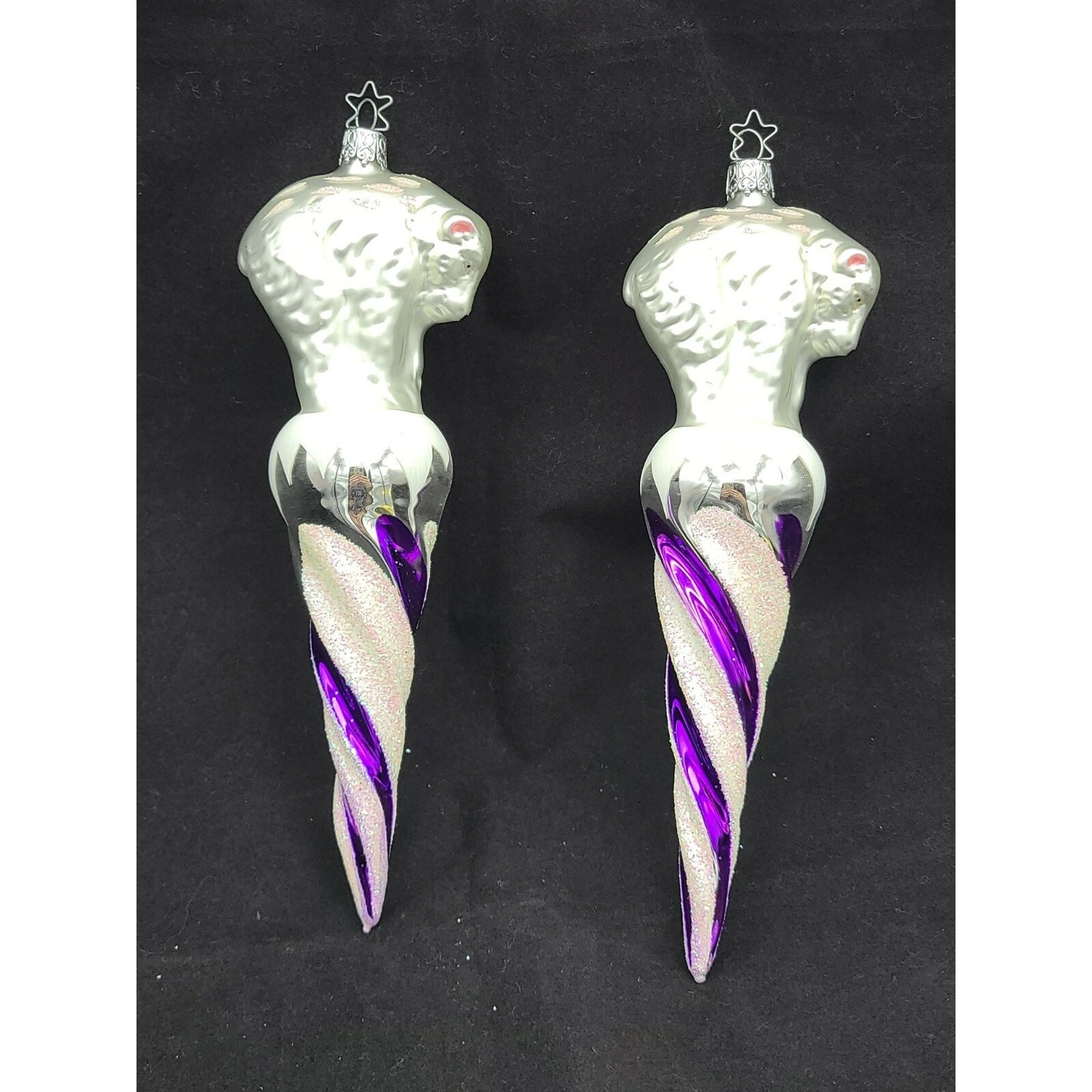 Inge Glass Ornament Polar Bear Icicle Old World Christmas Purple CATZ Exclusive