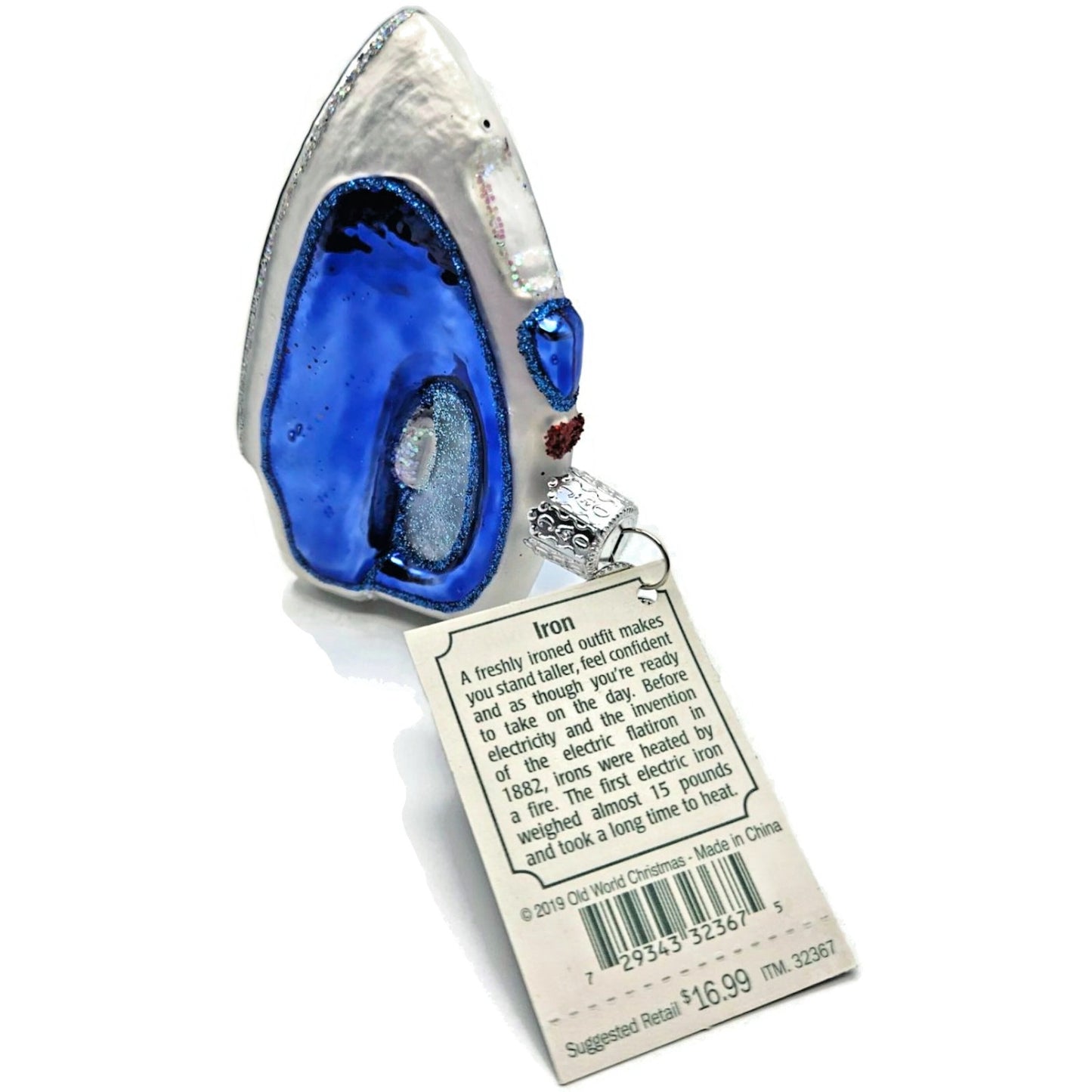 Electric Iron Home Appliance OWC Ornament Blue Old World Christmas Holiday Tree