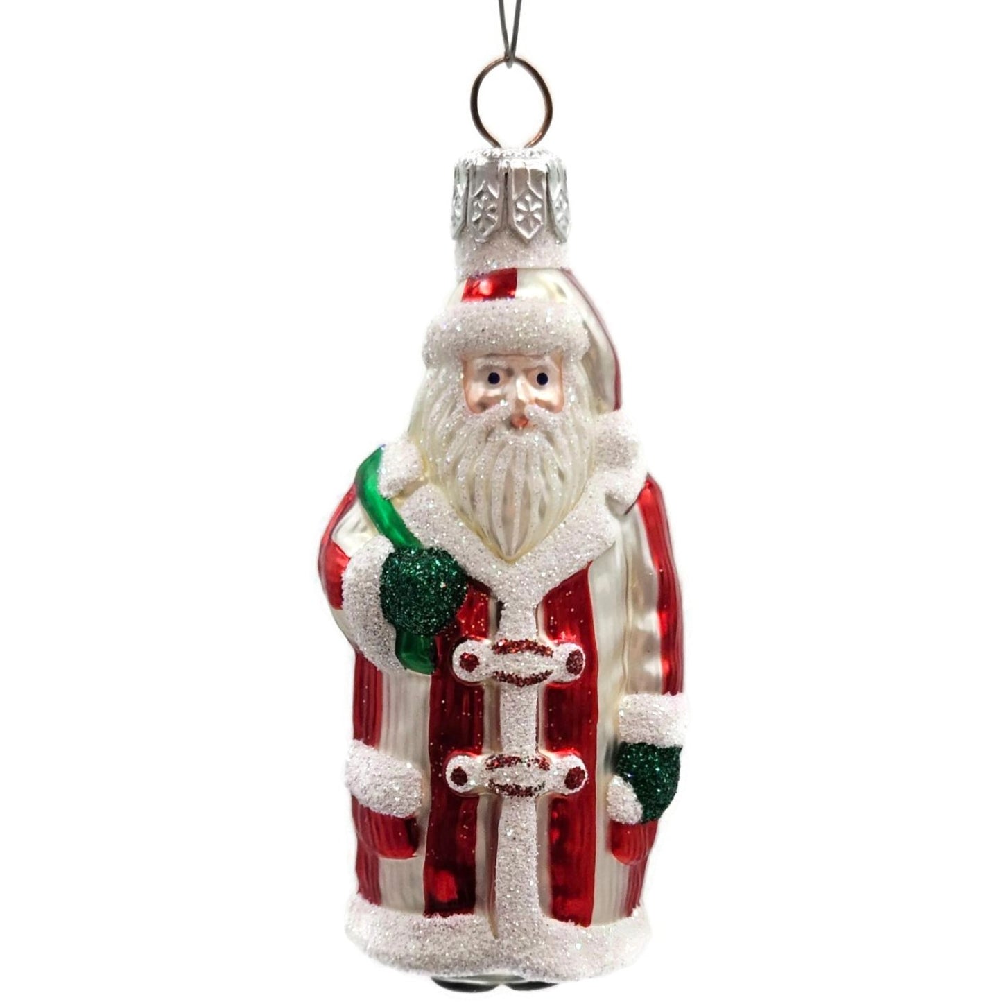 Patricia Breen Miniature Striped Santa Claus Red White Christmas Tree Ornament
