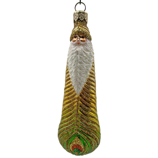 Patricia Breen Peacock Icicle Gold Green Santa Claus Christmas Tree Ornament