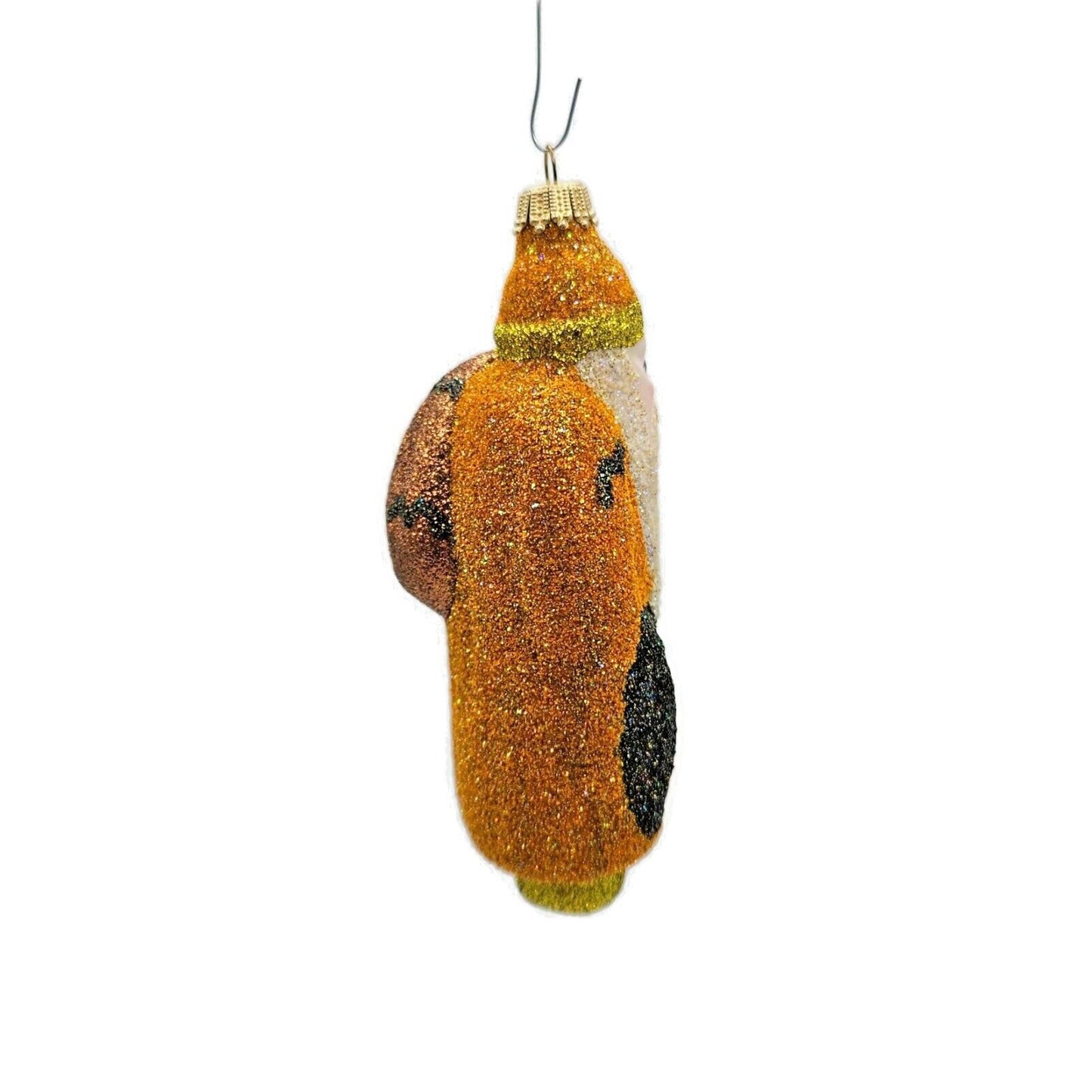 Larry Fraga Santa Claus Orange Black Bats Glittered Fall Christmas Tree Ornament