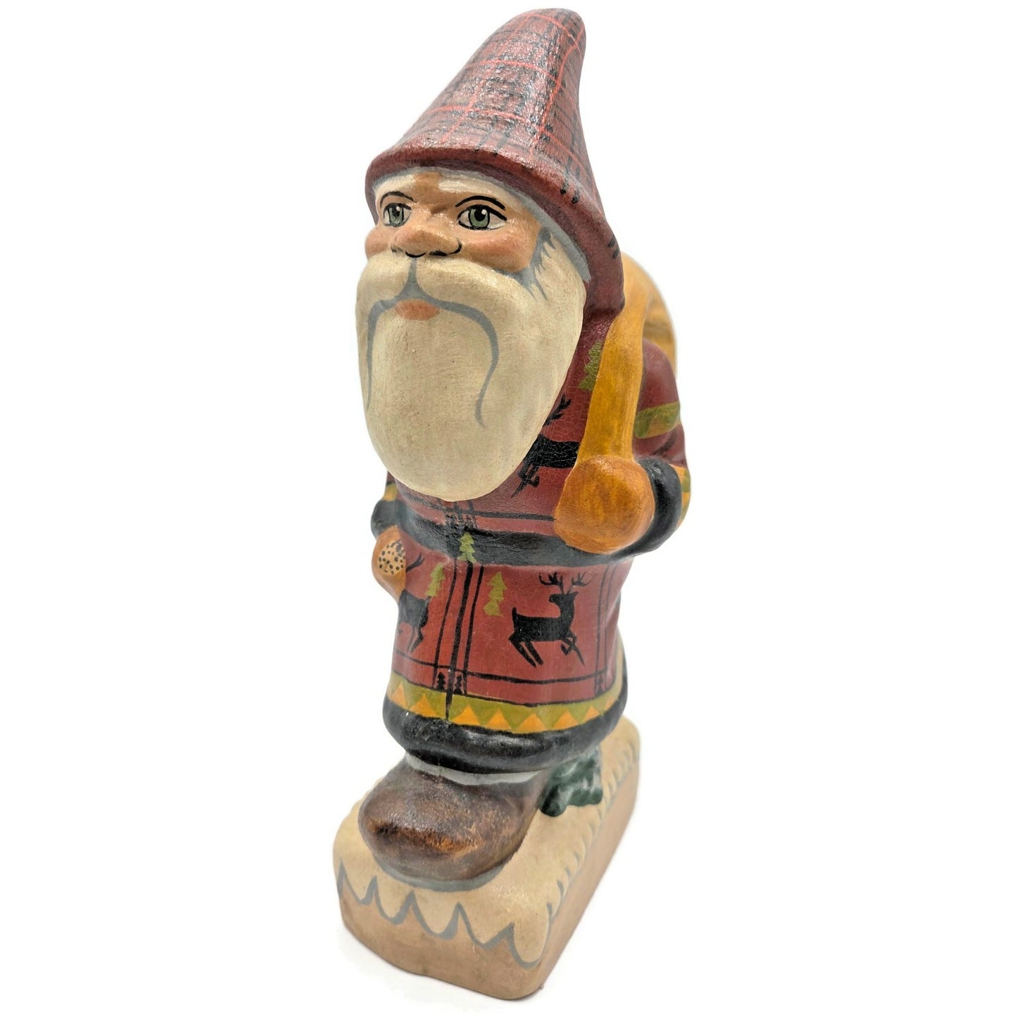 Vaillancourt Father Christmas with Wildlife Coat Chalkware Christmas Figurine