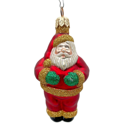 Patricia Breen Miniature Ho Ho Ho Red Gold Santa Claus Christmas Tree Ornament