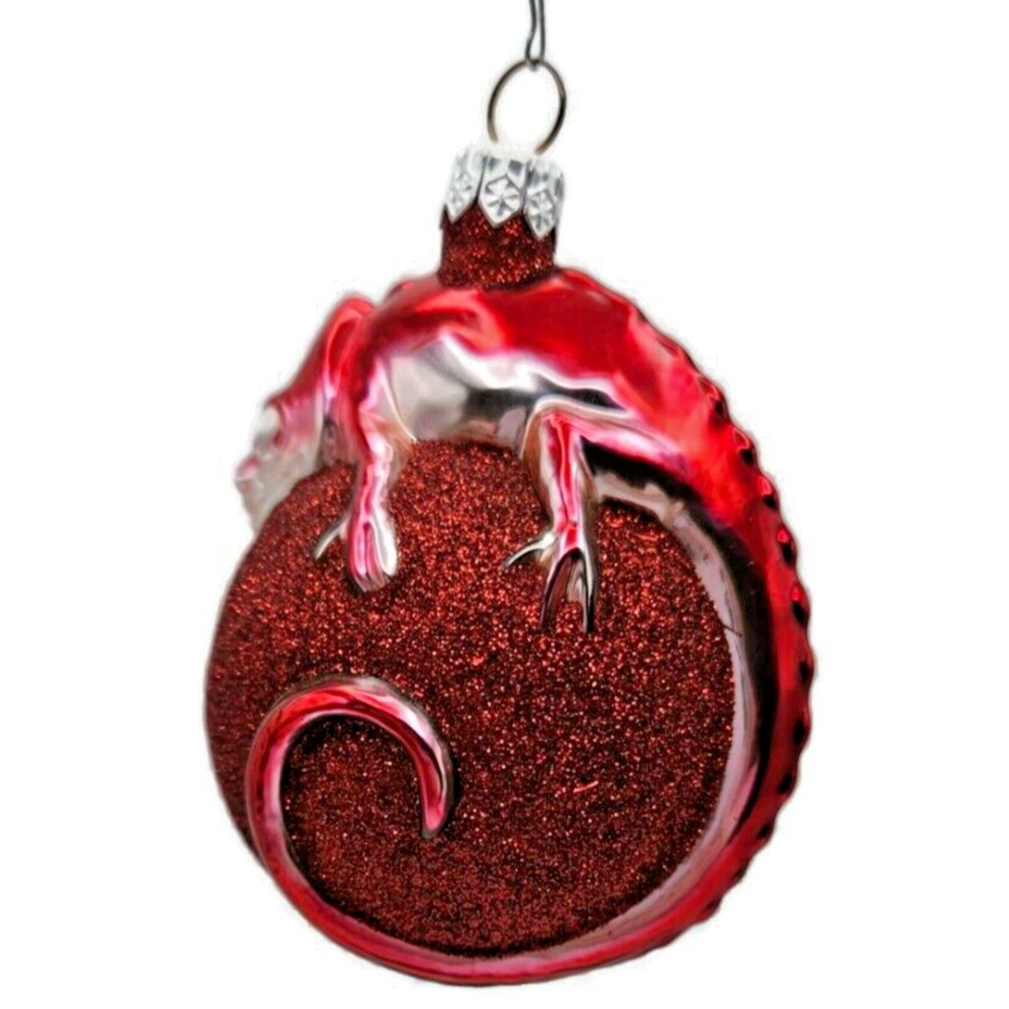 Ornament Patricia Breen Chameleon Red Glitter Blown Glass Christmas Holiday Tree