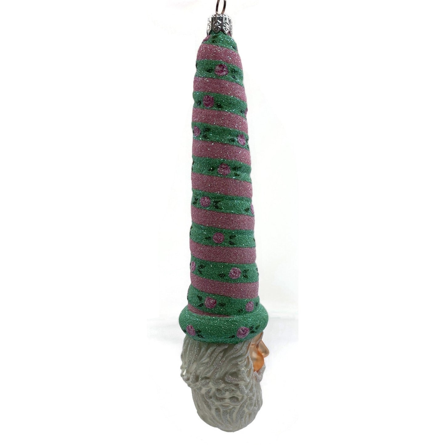 Patricia Breen Ornament Sucre Santa Pink Green Roses Spring Christmas Tree Decor