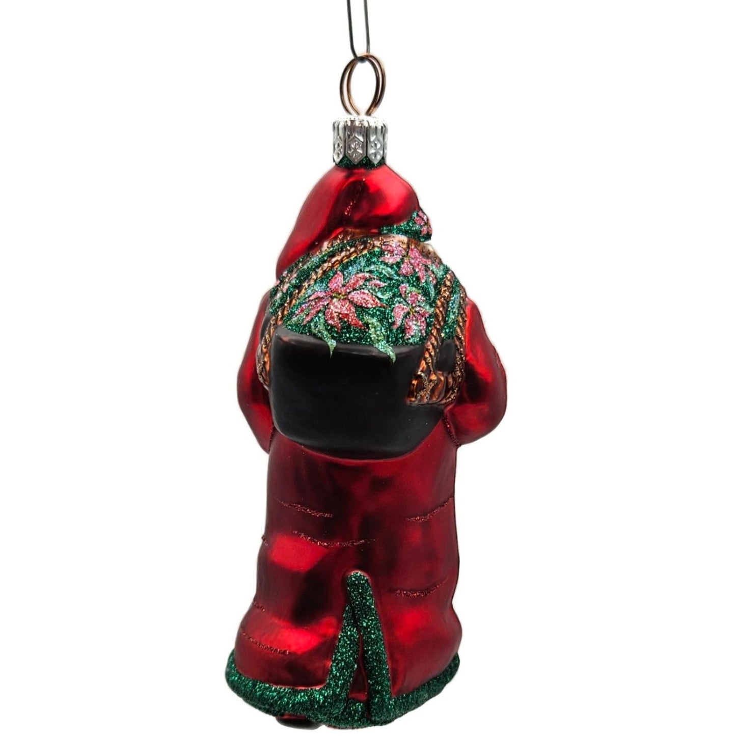 Patricia Breen Wayfaring Santa Claus Poinsettia Matte Christmas Tree Ornament