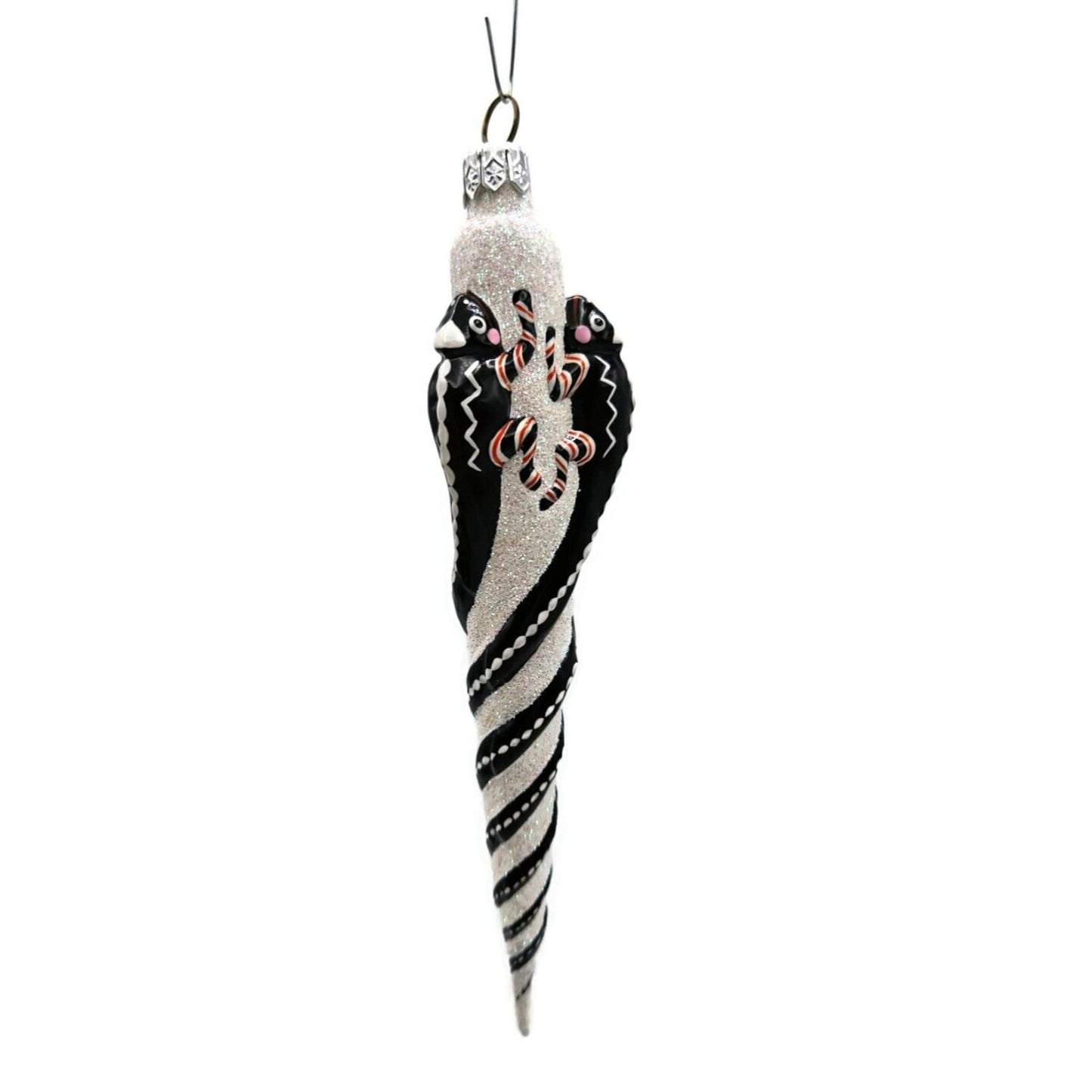 Patricia Breen Chameleon Icicle Black Blown Glass Christmas Holiday Ornament