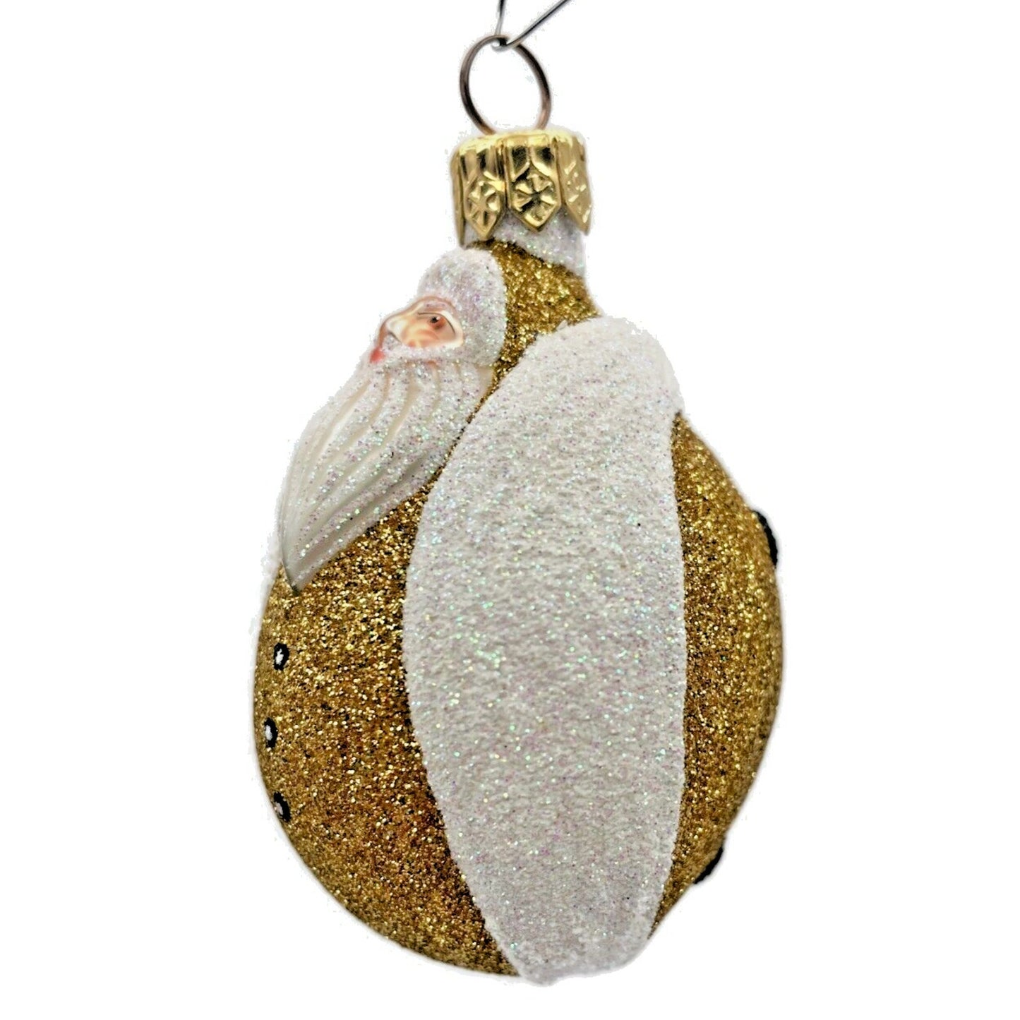 Patricia Breen Santa Ladybug White Gold Glittered Spring Holiday Tree Ornament