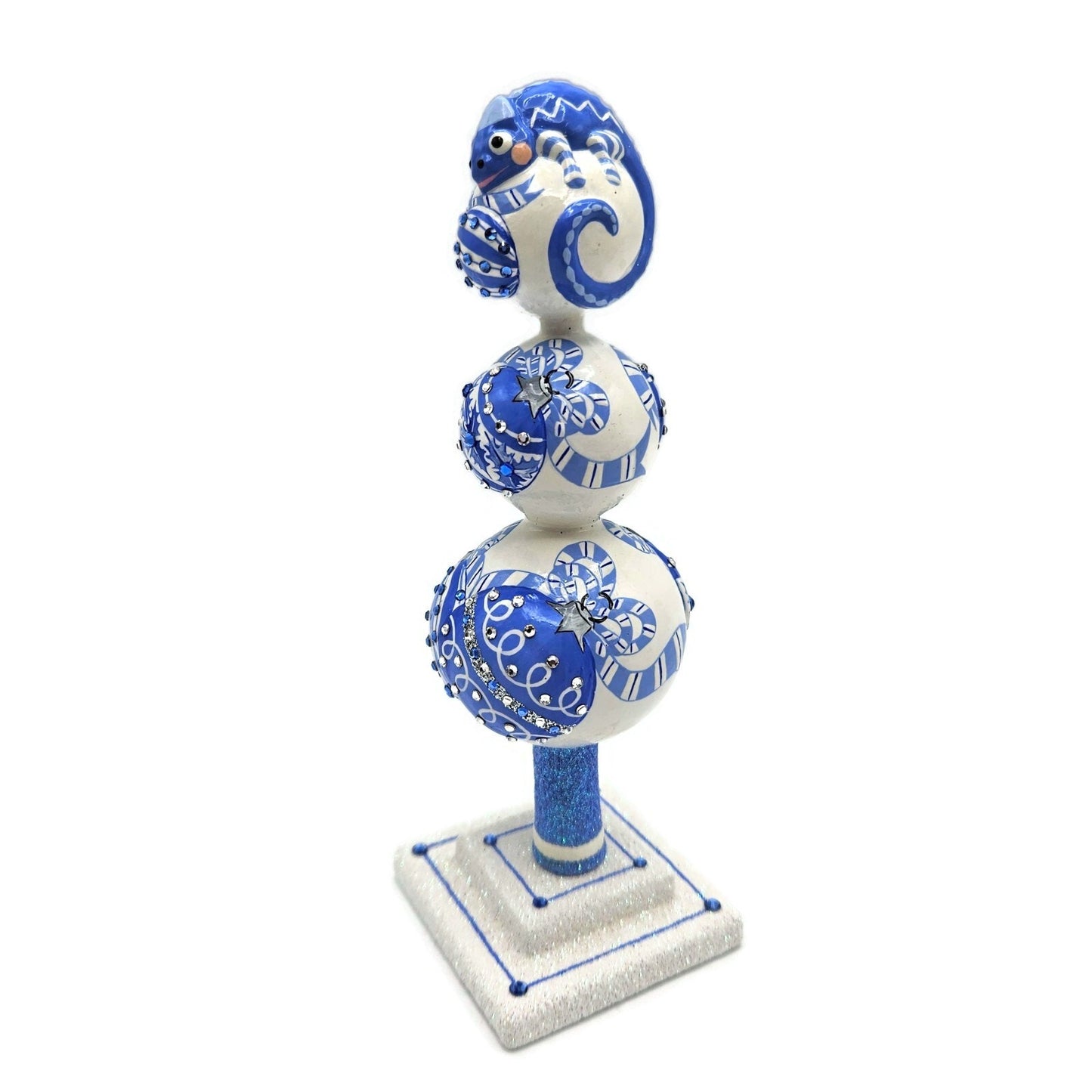 Patricia Breen Miniature Chameleon Finial Ornaments Blue Christmas Deco Ornament