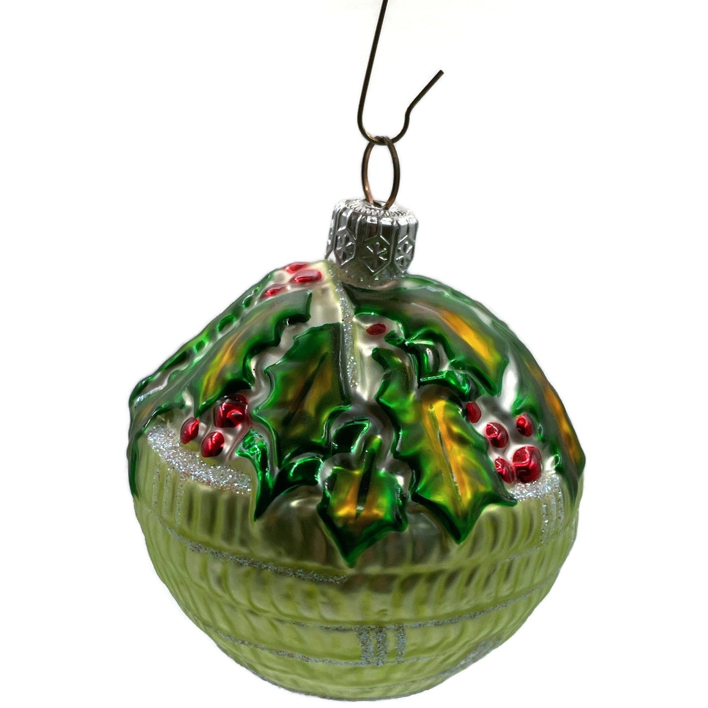 Patricia Breen Holly Basket Green Light Christmas Holiday Tree Ornament