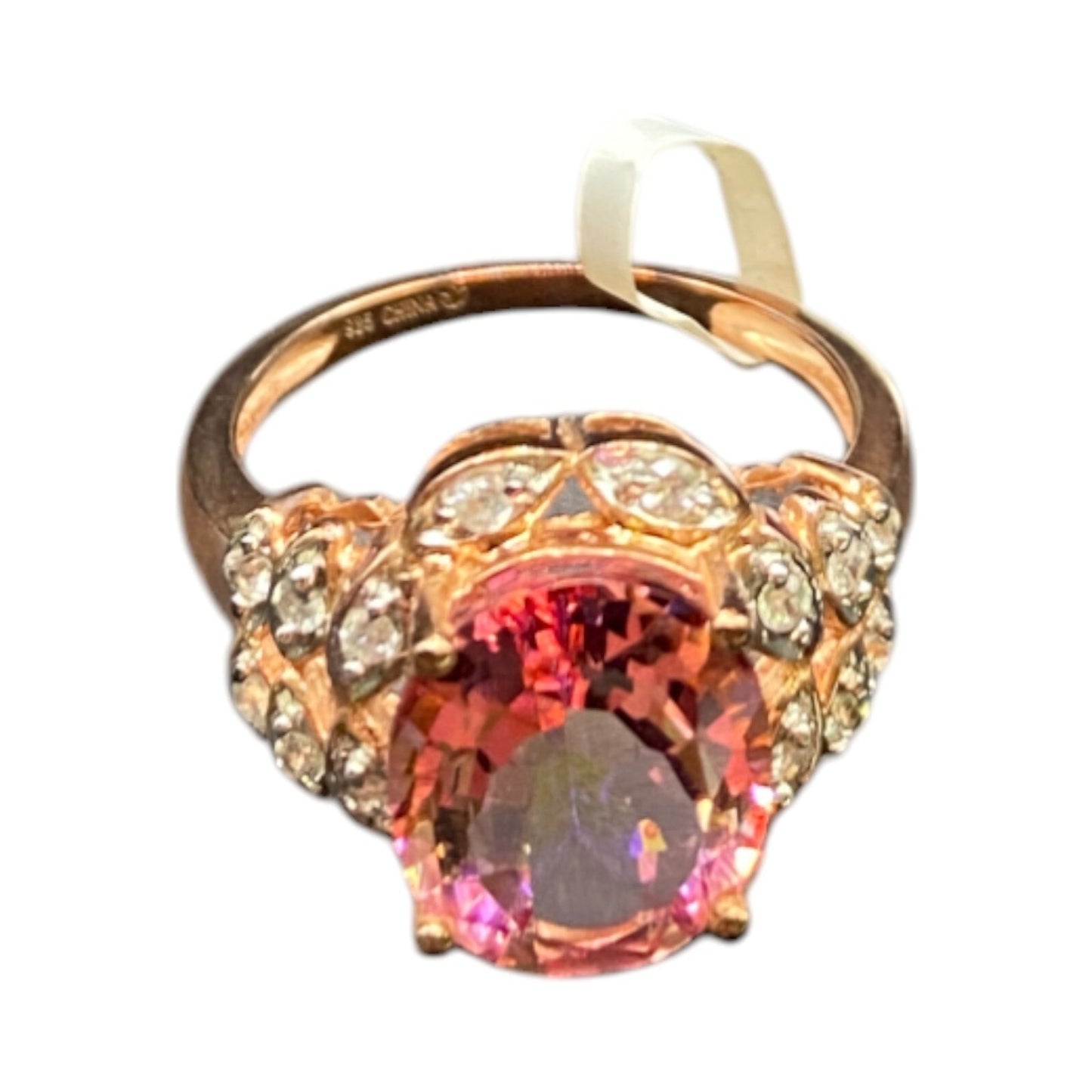 925 Sterling Silver Ring Rose Gold Plated Twilight Fire Topaz Stone Size 8