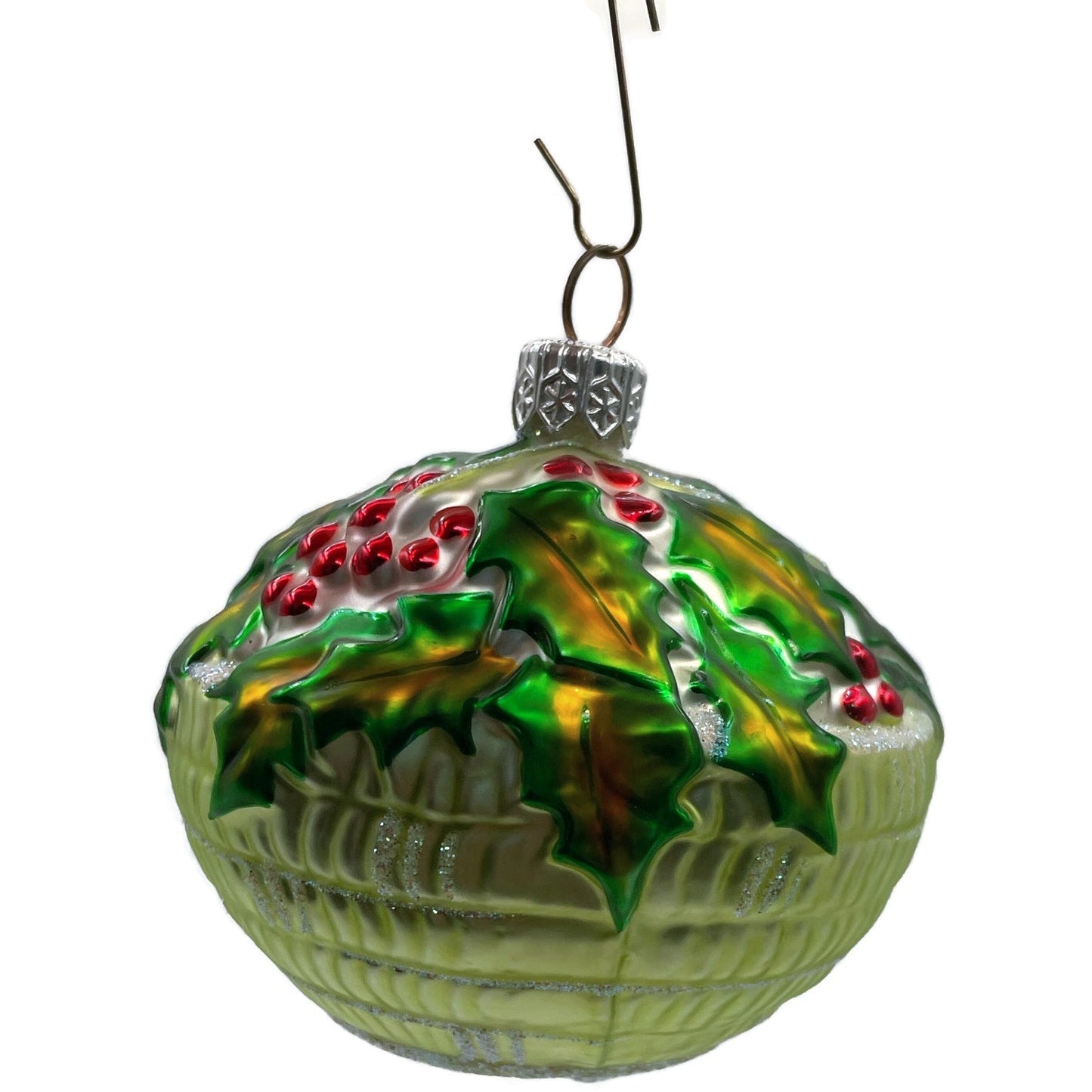 Patricia Breen Holly Basket Green Light Christmas Holiday Tree Ornament