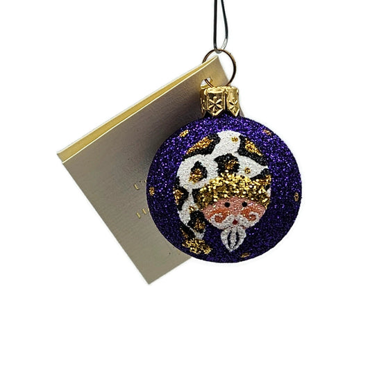 Patricia Breen Studio Gift Ball Santa Claus Leopard Hat Christmas Tree Ornament