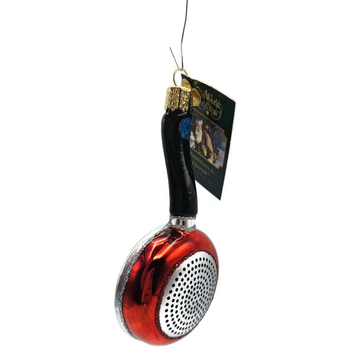 Frying Pan Cookware Ornament Red Blown Glass Old World Christmas Holiday OWC