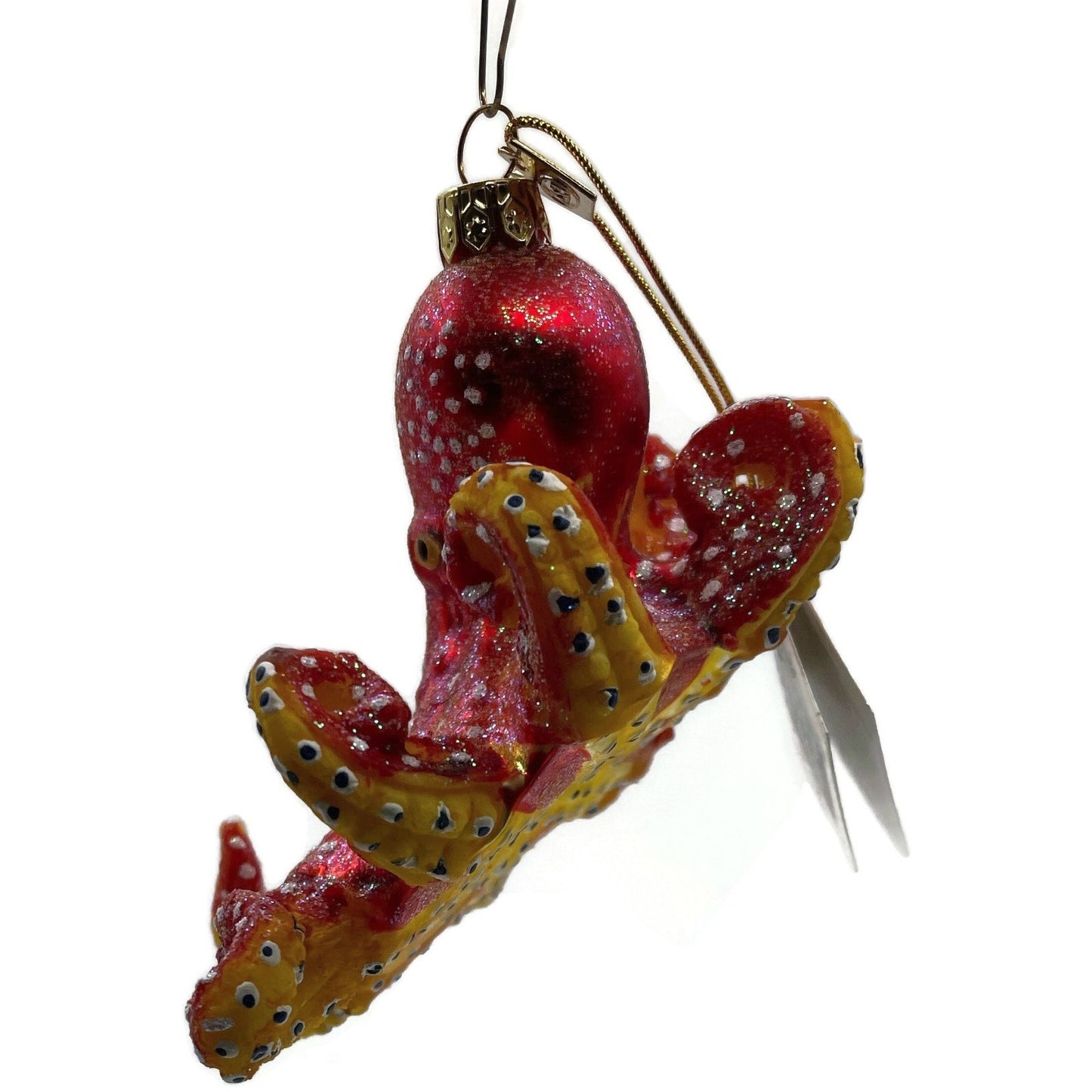 Octopus Nautical Ornament Red Glass Christmas Tree Kurt Adler Noble Gems