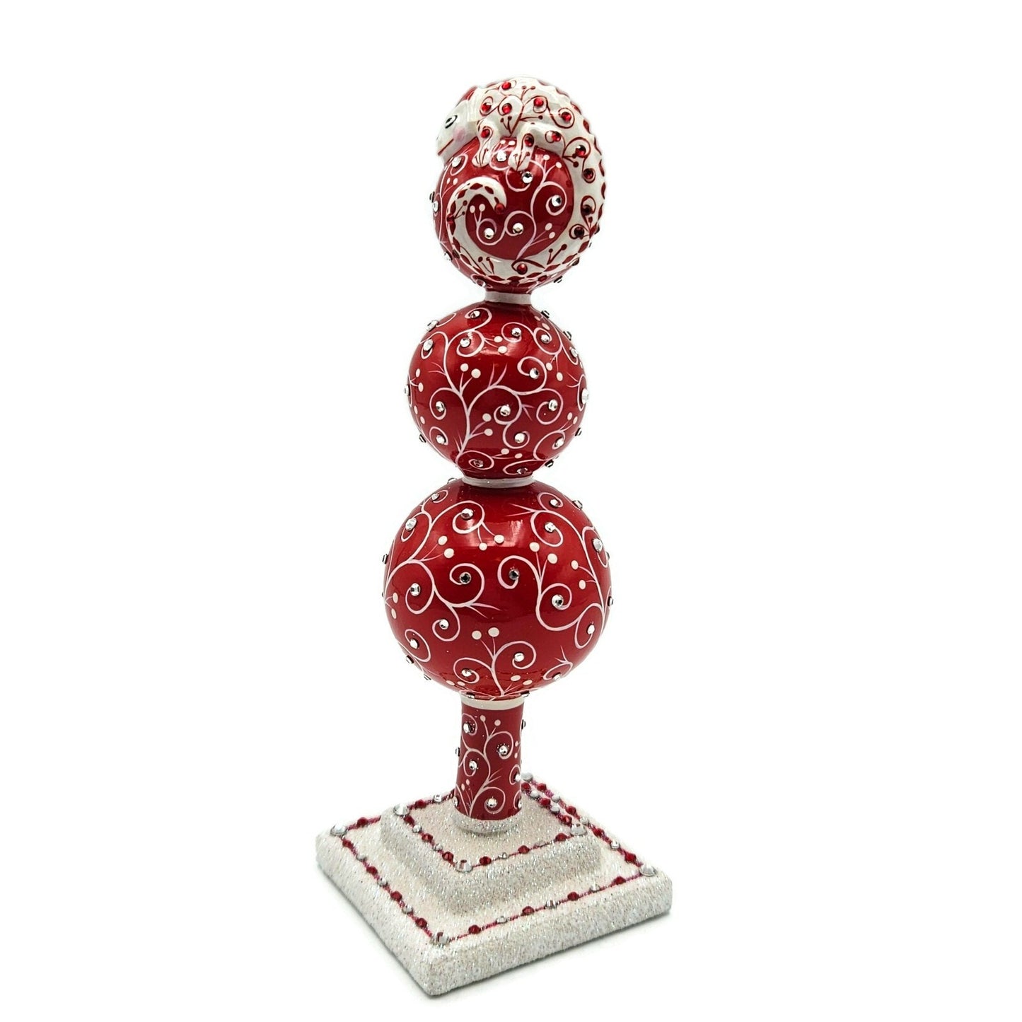 Patricia Breen Miniature Chameleon Finial Quilling Red Christmas Tree Topper