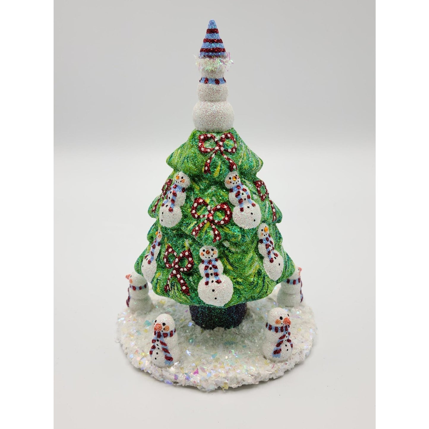 Patricia Breen Snowman Topiary Blue Red Stripe Free Standing Christmas Ornament