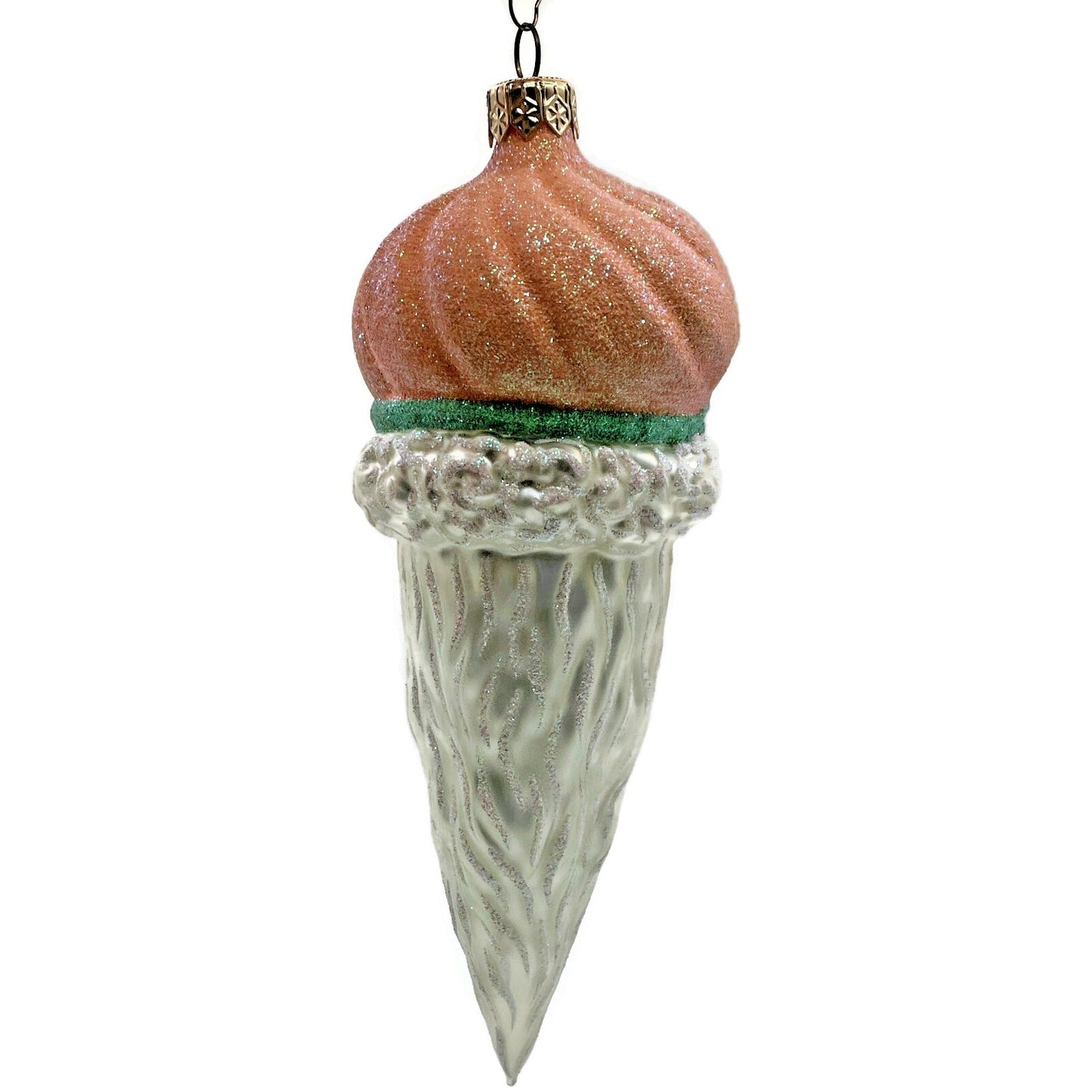 Patricia Breen Minsk Santa Claus Head Tangerine Glitter Christmas Tree Ornament