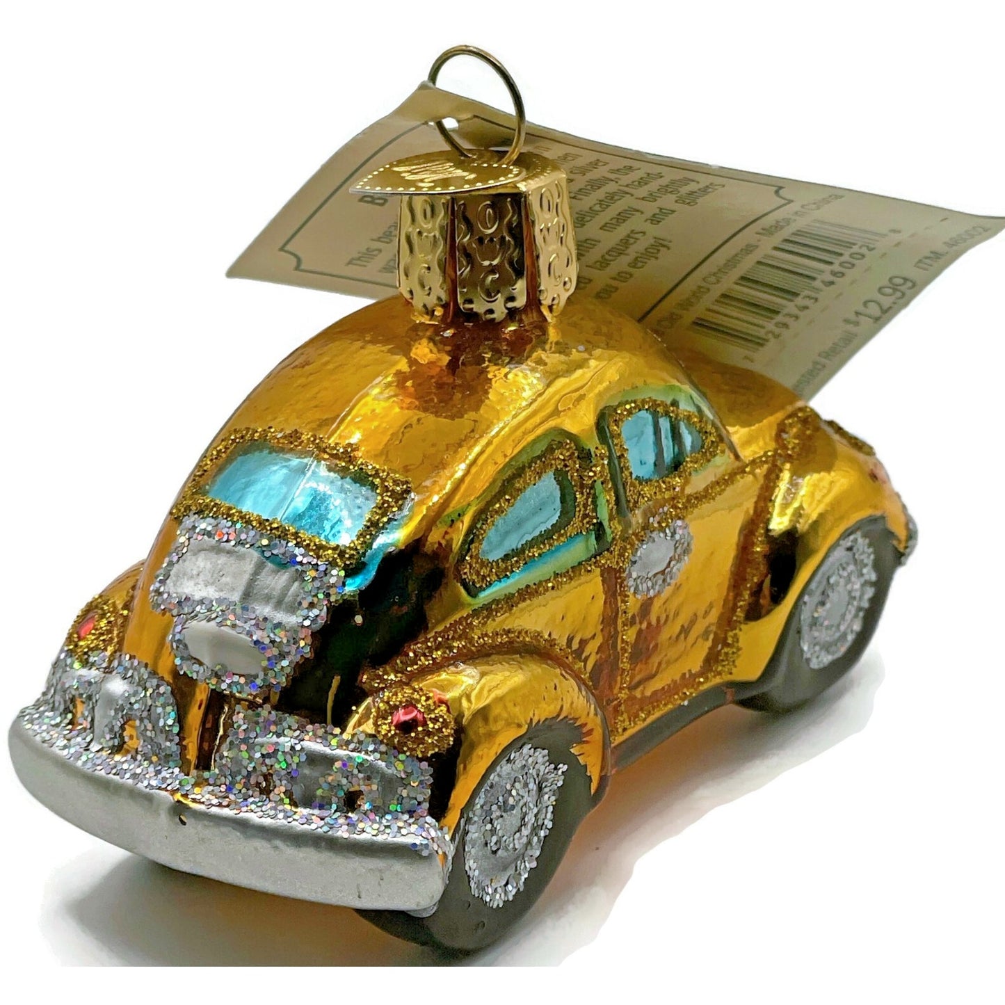 Buggy Car Ornament Gold Vehicle Glittered OWC Old World Christmas Tree Decor