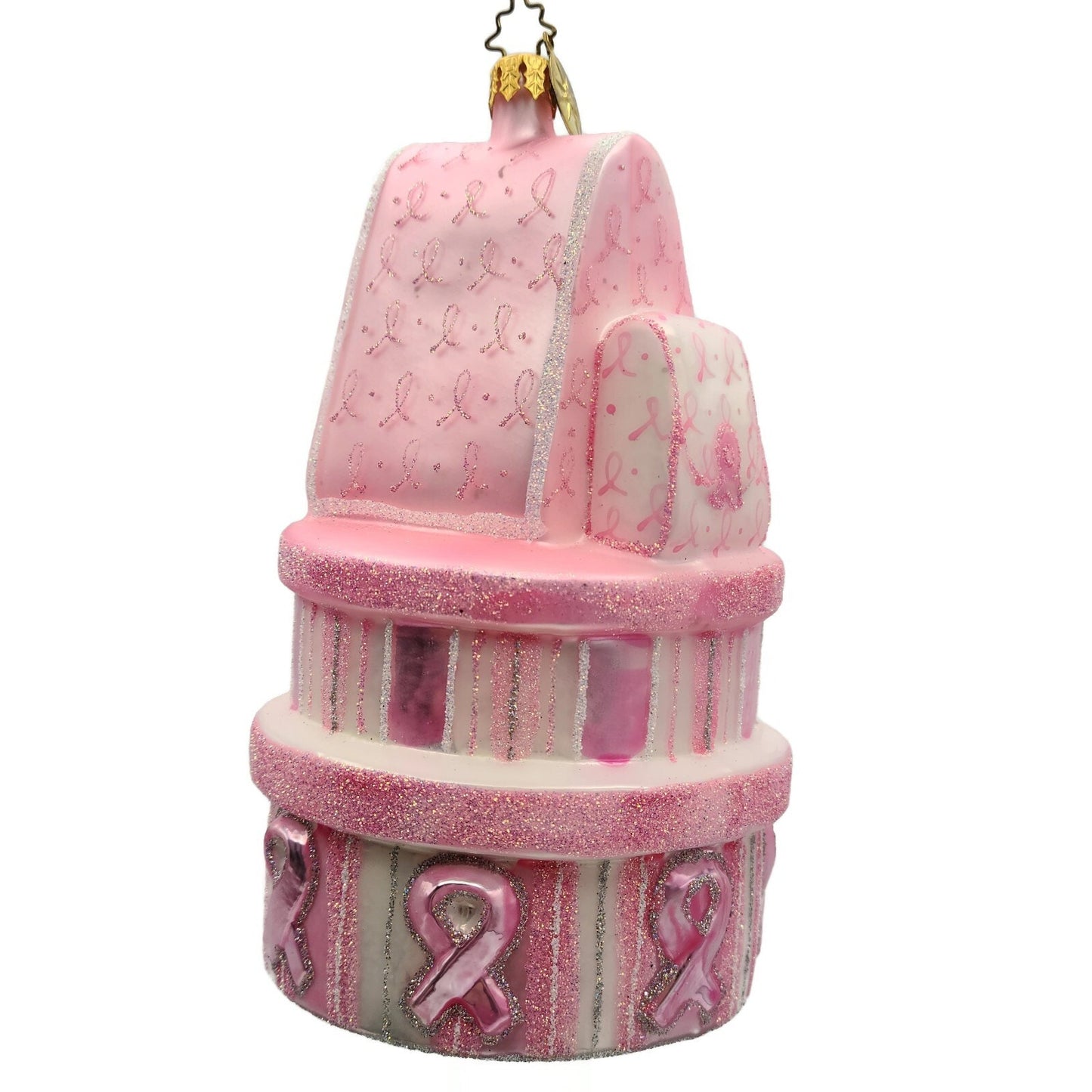 Christopher Radko Breast Cancer Caring Gifts Pink Ribbon Christmas Tree Ornament