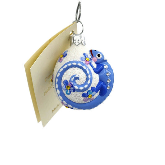 Patricia Breen Springtime Chameleon Blue Forget Me Not Floral Holiday Ornament