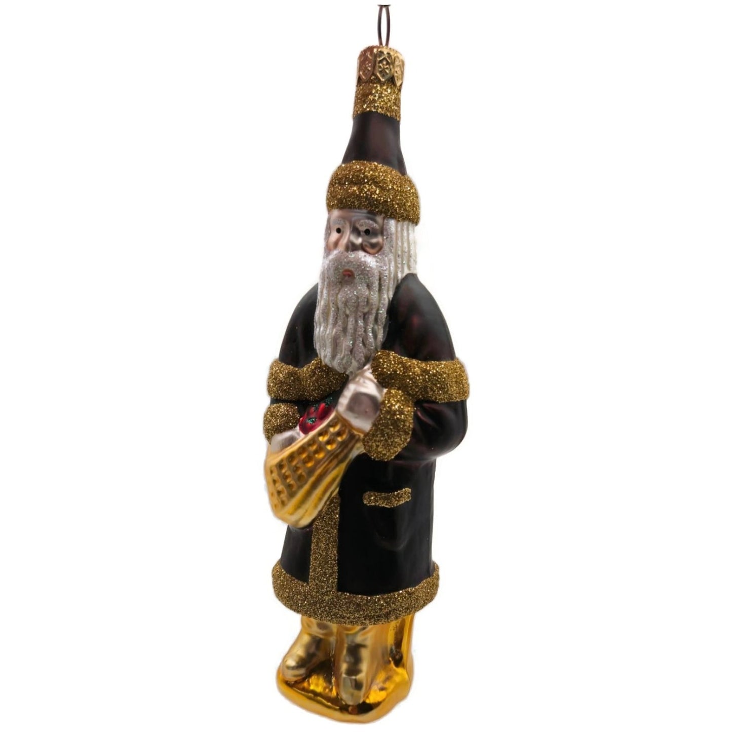 Patricia Breen Chocolate Box Santa Claus Bordeaux Gold Christmas Tree Ornament