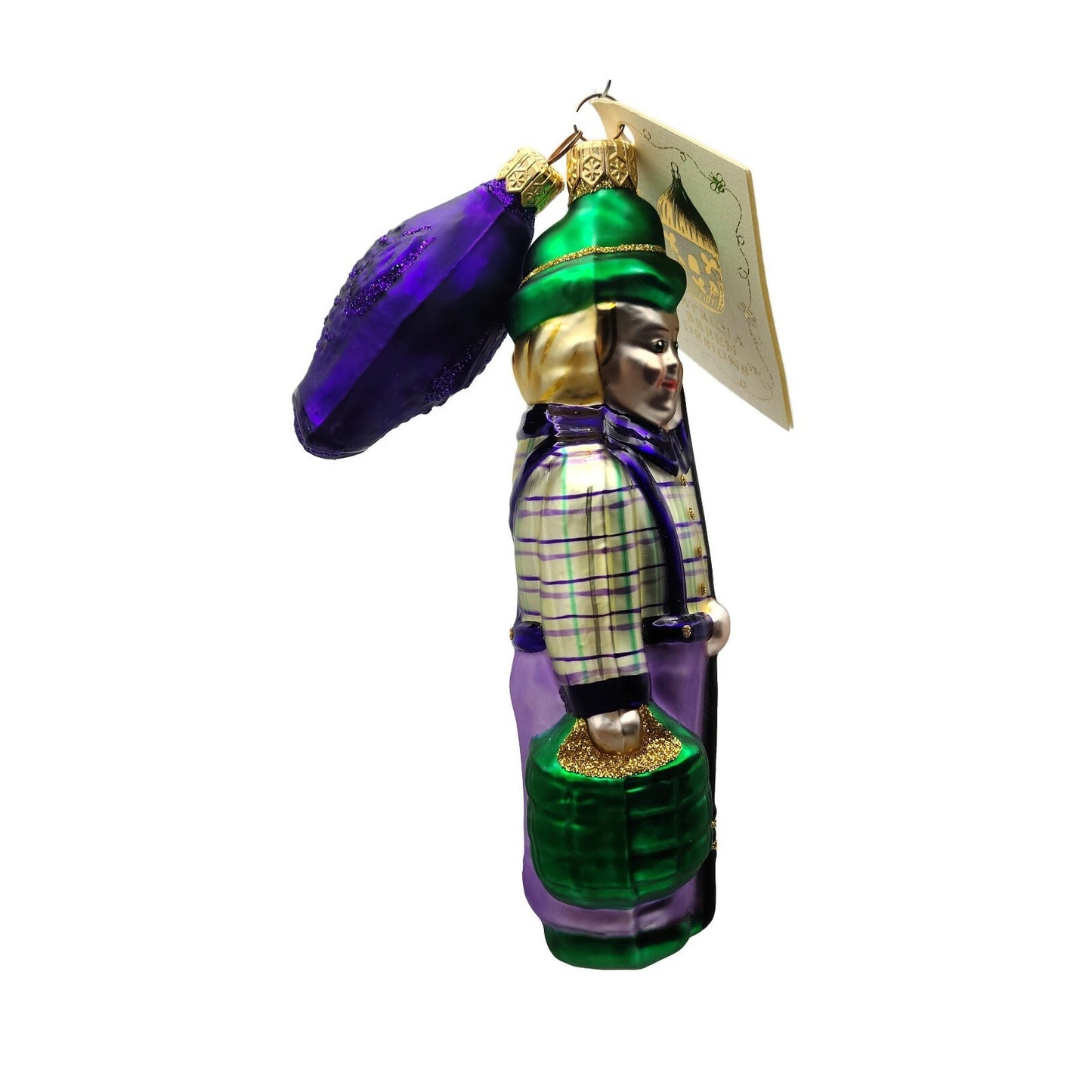 Patricia Breen Fisherboy and Fish Purple Summer Nautical Christmas Tree Ornament