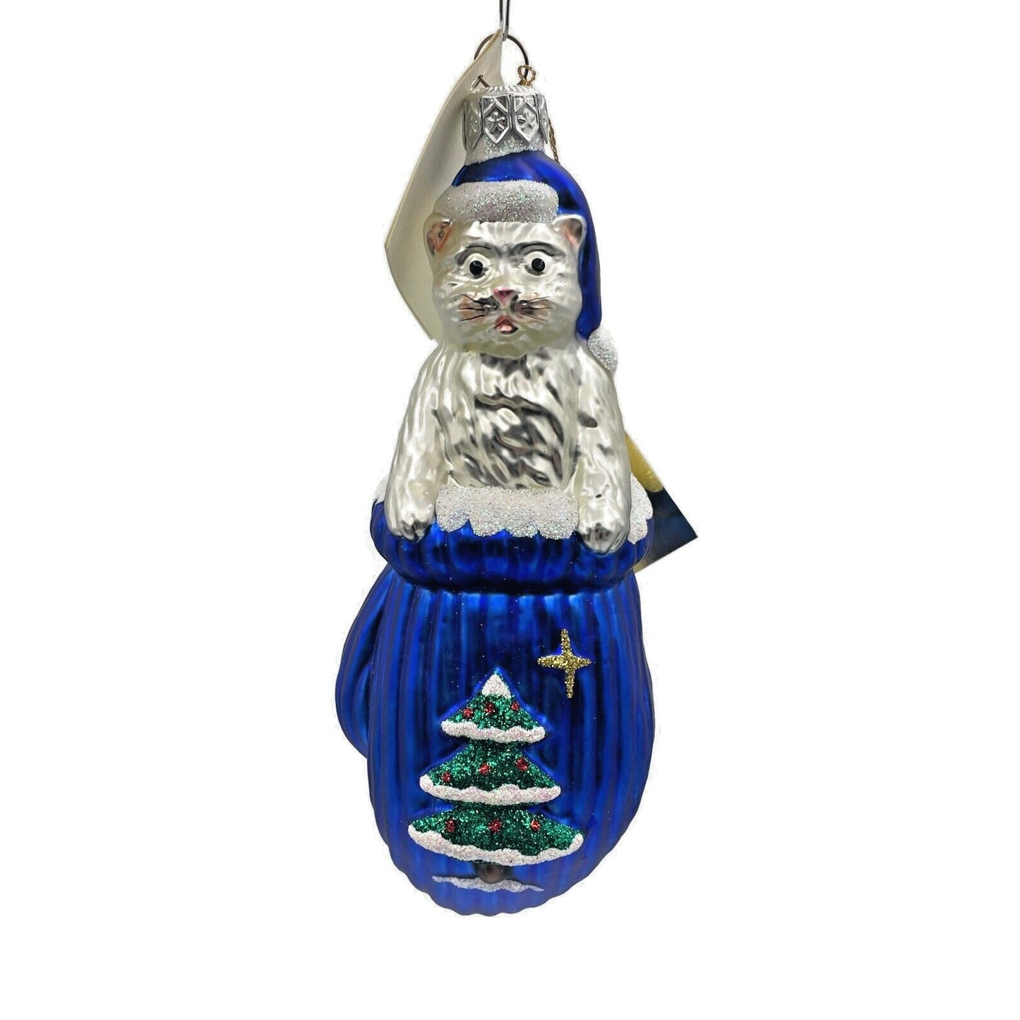 Patricia Breen Kitten in a Mitten Blue Cat Pet Christmas Holiday Tree Ornament
