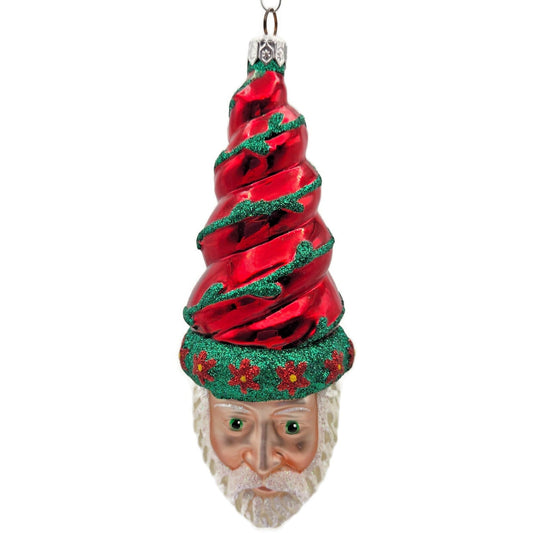 Patricia Breen Goslar Santa Claus Red Shiny Poinsettia Spring Christmas Ornament