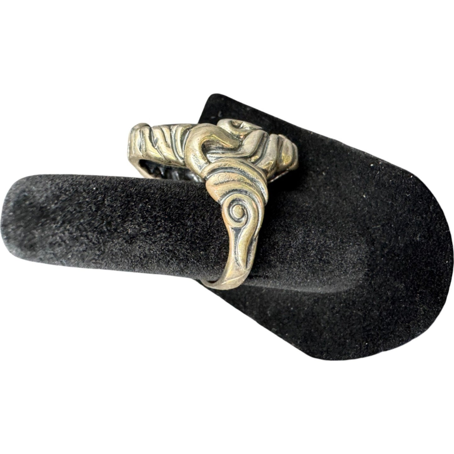 Sterling Silver Yellow Gold Plated Oval Shaped R 925 Gray Gemstone Ring Size 8