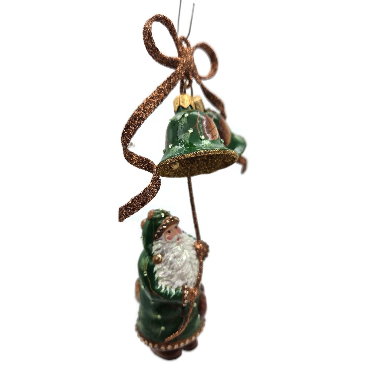 Patricia Breen Bellissimo Santa Claus Pine Cones Green Christmas Tree Ornament