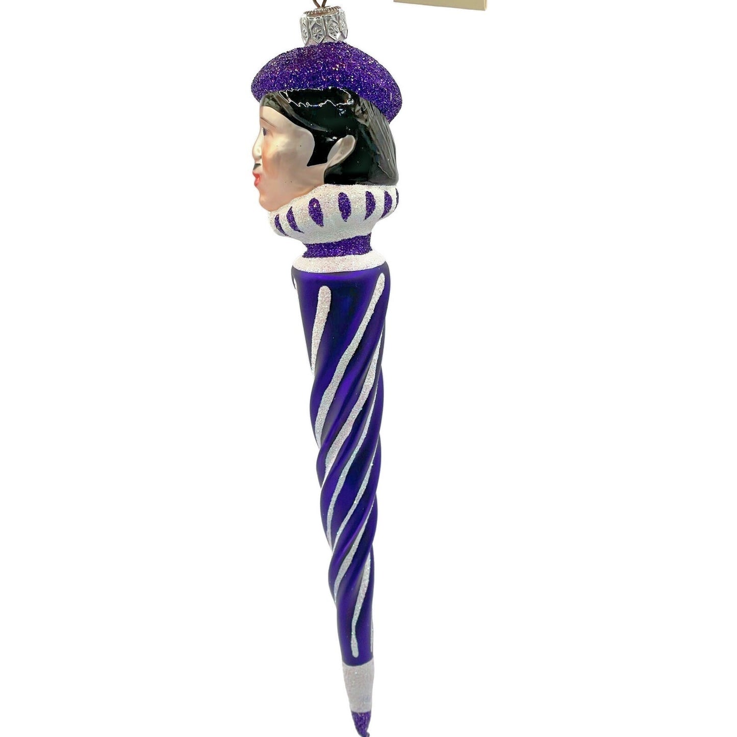 Patricia Breen French Twist Purple Pearl Glittered Stripes Christmas Ornament