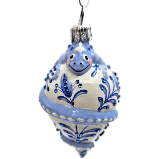 Patricia Breen Topping Chameleon Summer Blue Flower Spring Christmas Ornament