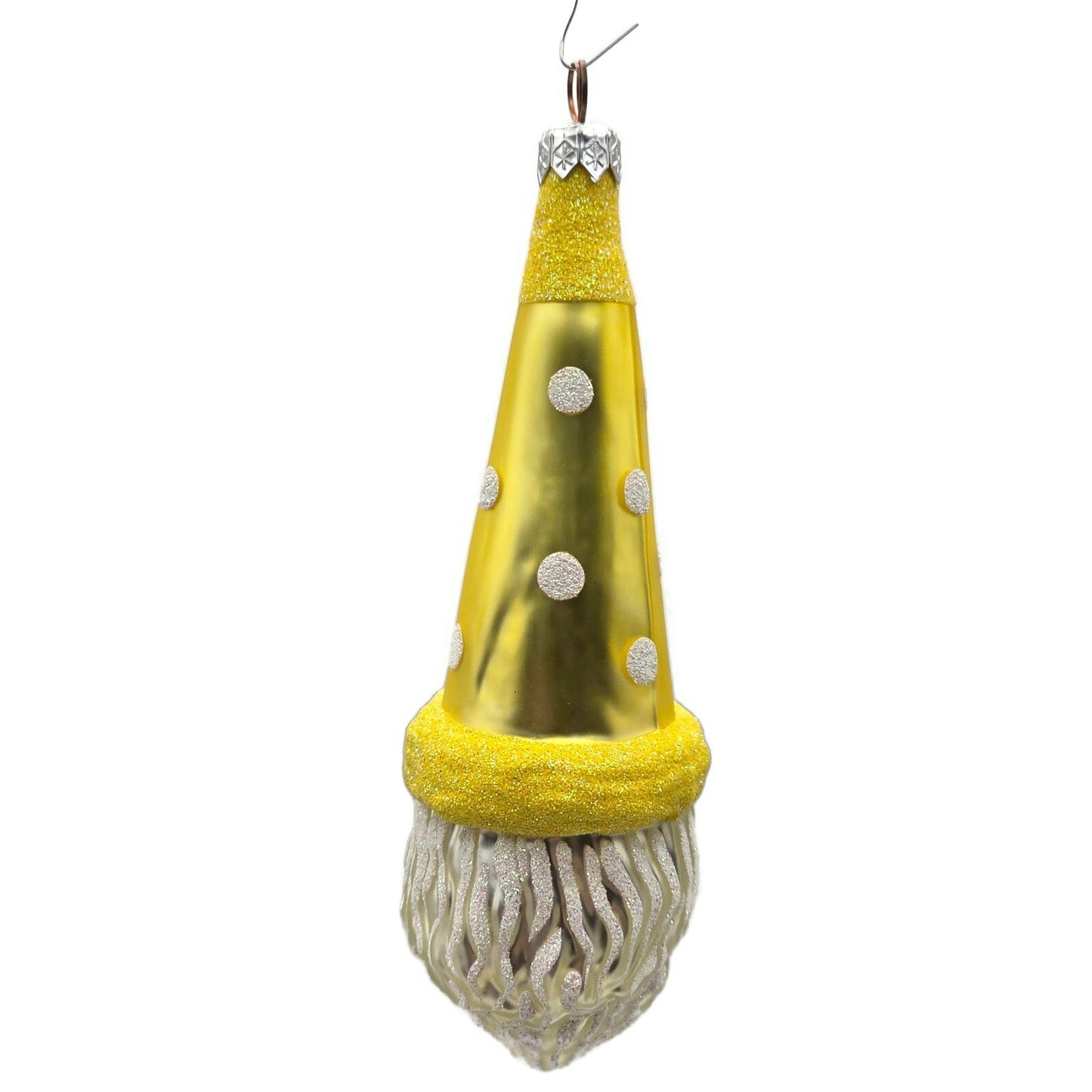 Patricia Breen Wink of His Eye Yellow Dots Santa Head Christmas Tree Ornament