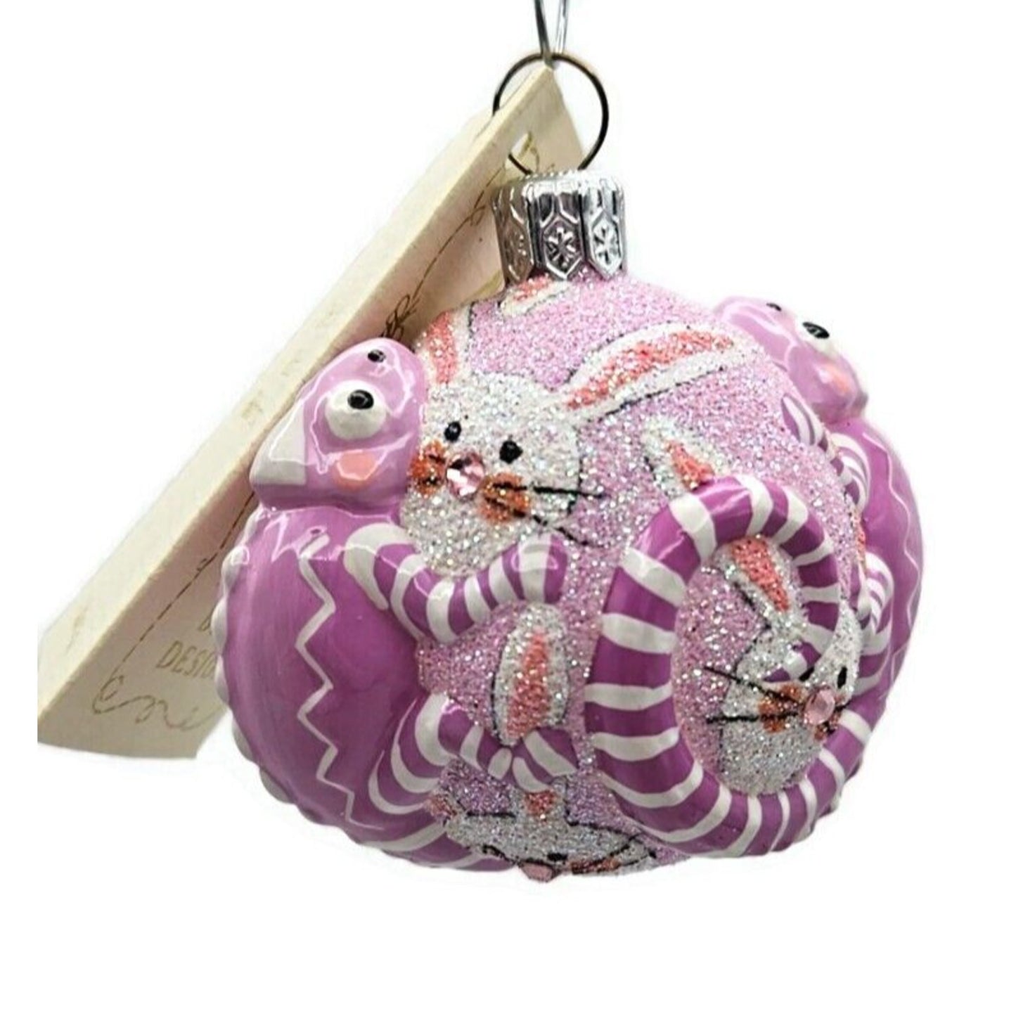 Patricia Breen James Twice Bunnies Chameleon Pink Easter Christmas Tree Ornament