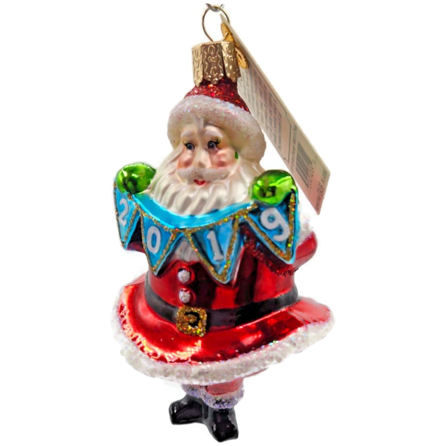 OWC 2019 Jolly Santa Ornament Blown Glass Old World Christmas Holiday Tree Decor