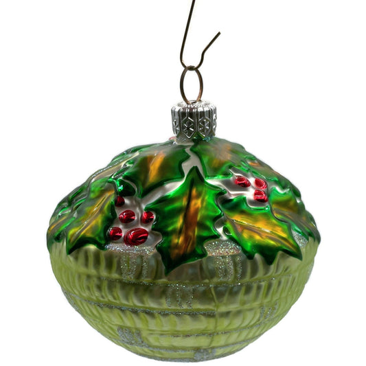 Patricia Breen Holly Basket Green Light Christmas Holiday Tree Ornament