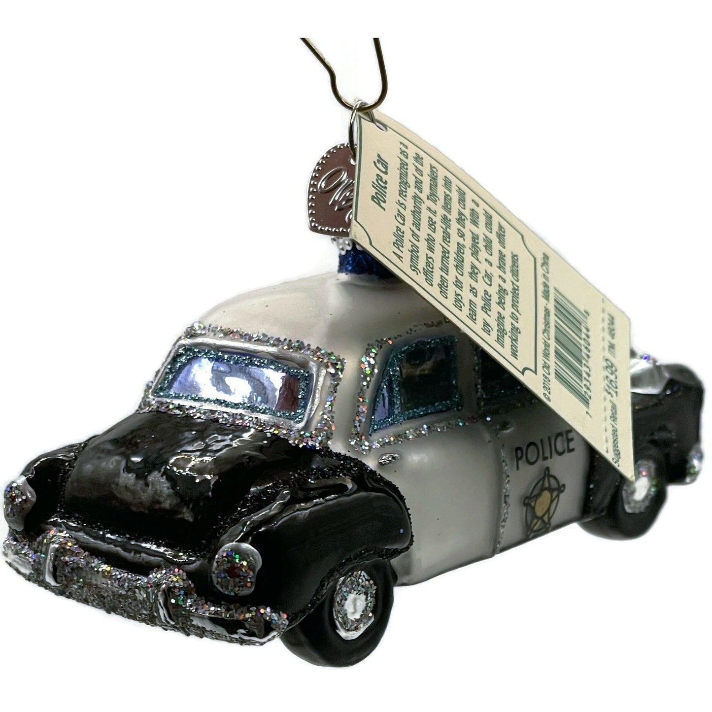 Police Car Ornament OWC Black White Old World Christmas Holiday Tree Decoration