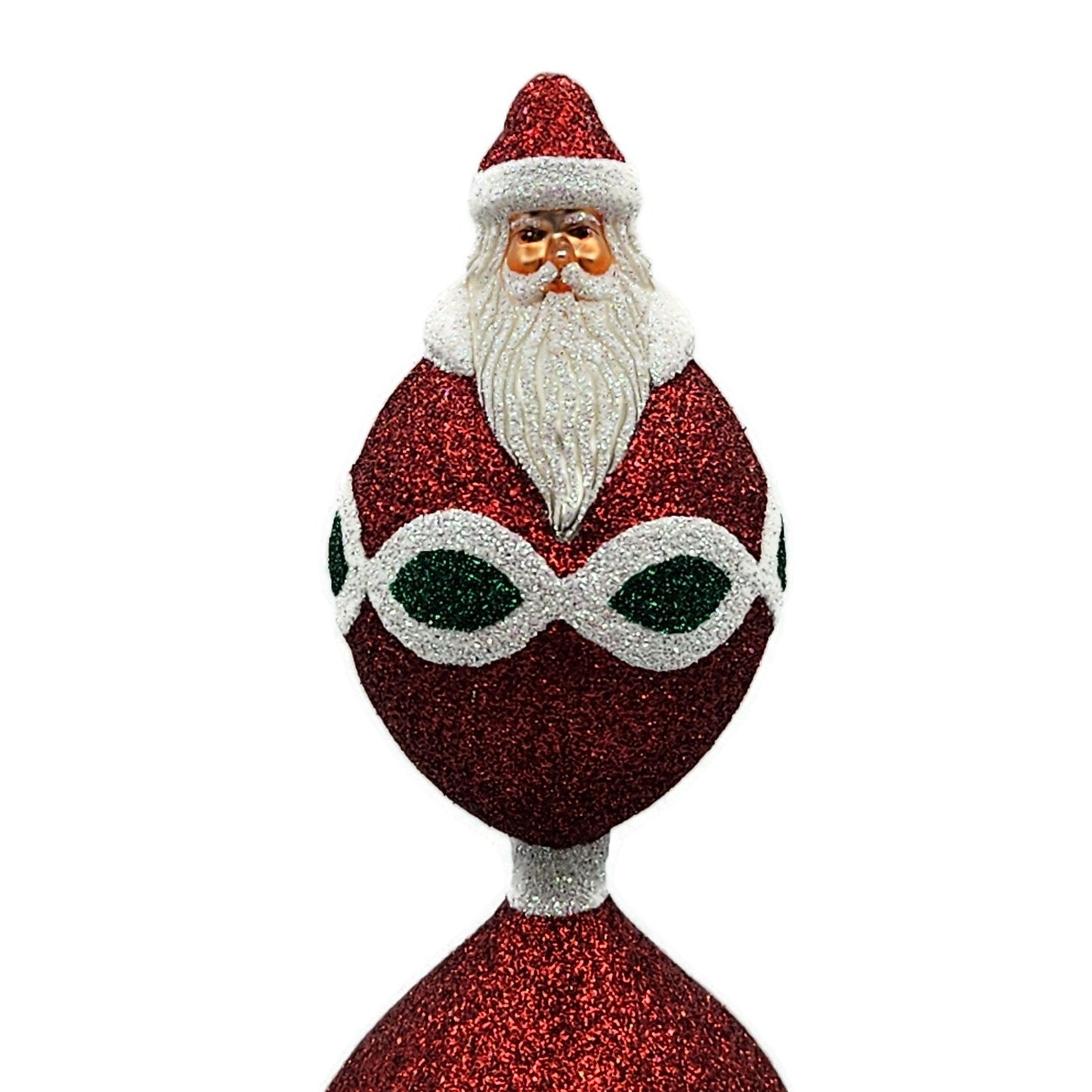 Patricia Breen Faberge Finial Red Santa Claus Glitter Christmas Holiday Topper