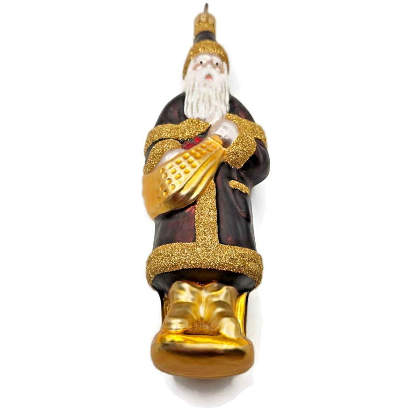 Patricia Breen Chocolate Box Santa Claus Bordeaux Gold Christmas Tree Ornament
