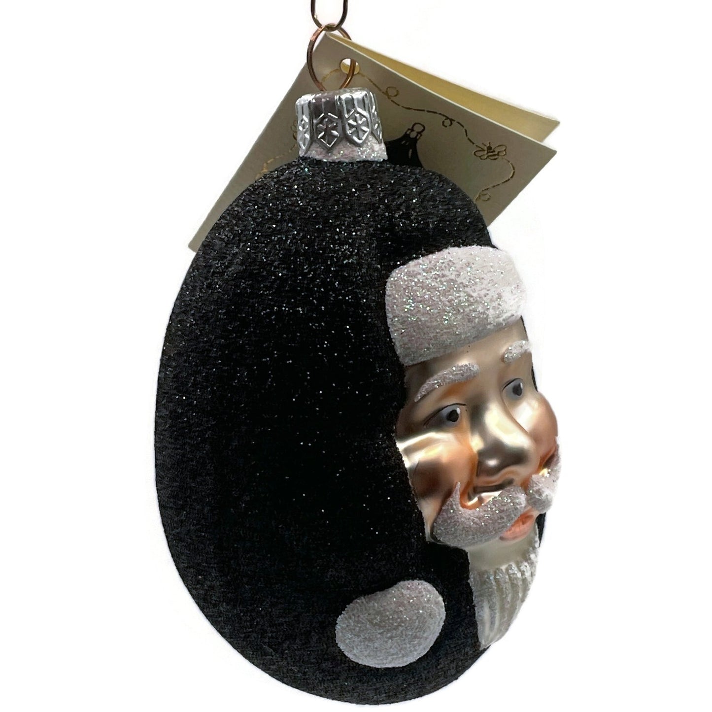 Patricia Breen Jelly Bean Santa Claus Black Glittered Easter Christmas Ornament